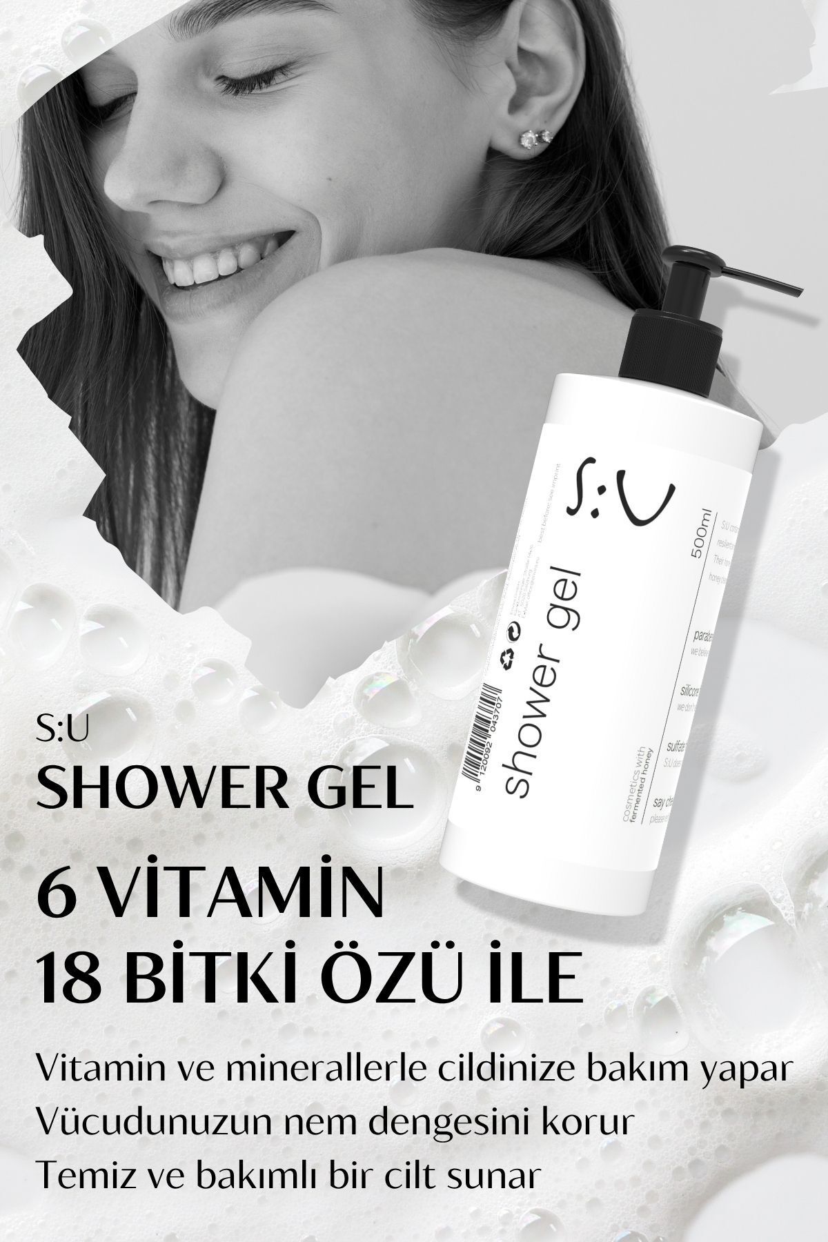 S:U Body Care Shower Gel Women 300 Ml- Duş Jeli Kadın Tuz, Paraben, Silikon, Sles/sls Içermez