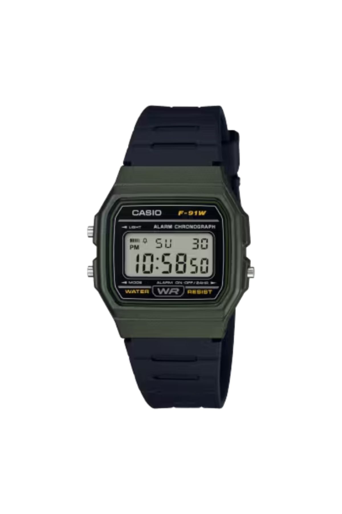 Casio-ساعة كاسيو الرقمية للجنسين بمينا أسود - F-91WM-3A 1
