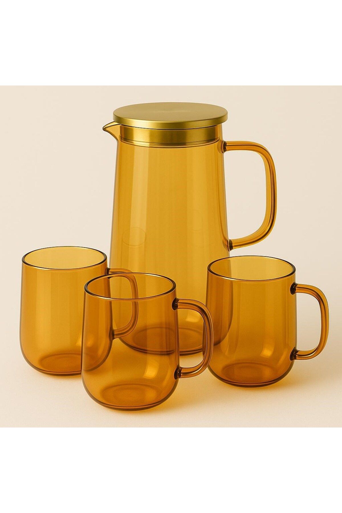 morponi Borosilikat Cam Amber Su Takımı 4 Bardaklı 1600 Ml + 400 Ml (GNL)