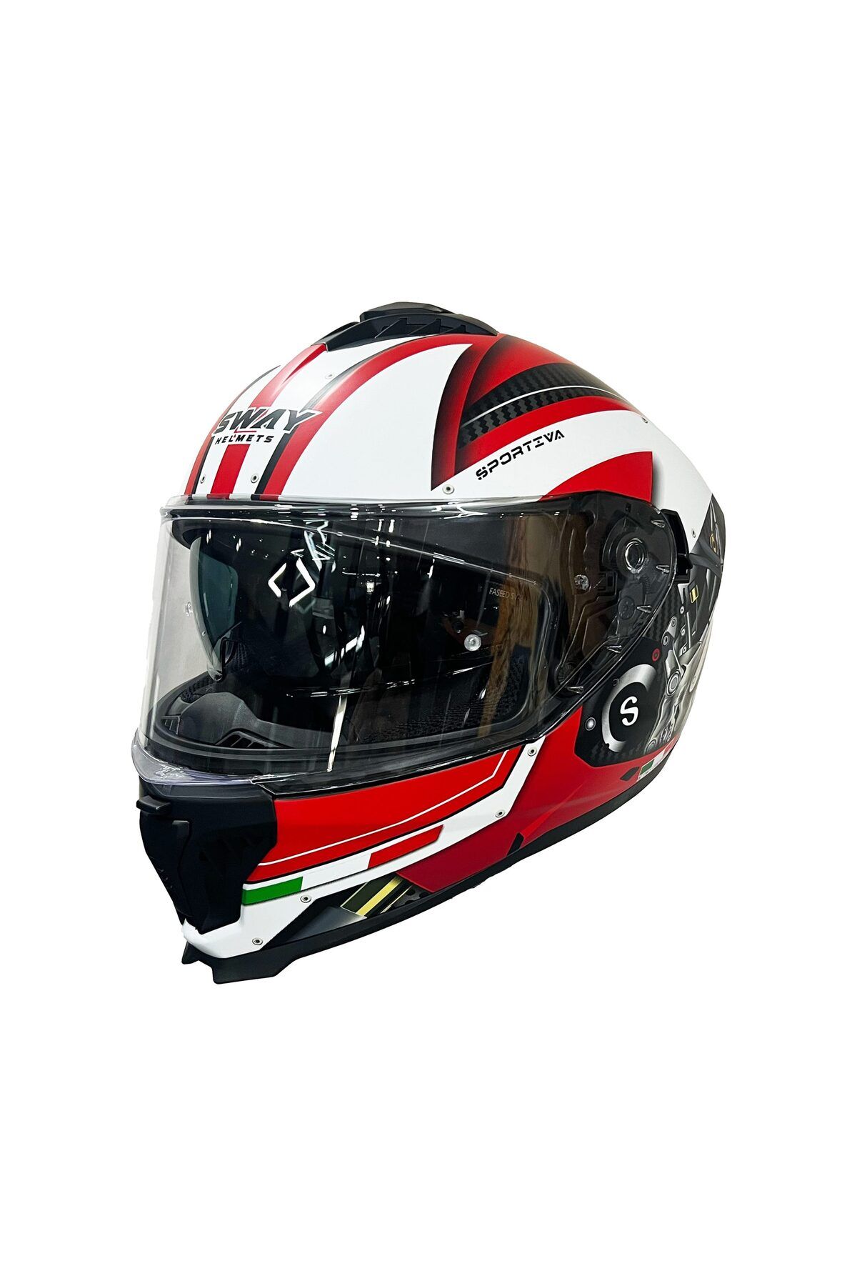 Sway SW 865 ENGINE White Red Full Face