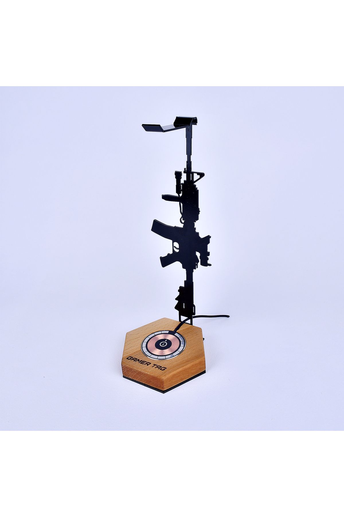 Arya Gamer Zone Kablosuz Şarjlı Gamer Kulaklık Standı – Silah Temalı Metal Gövde (Kişiselleştirilebilir)