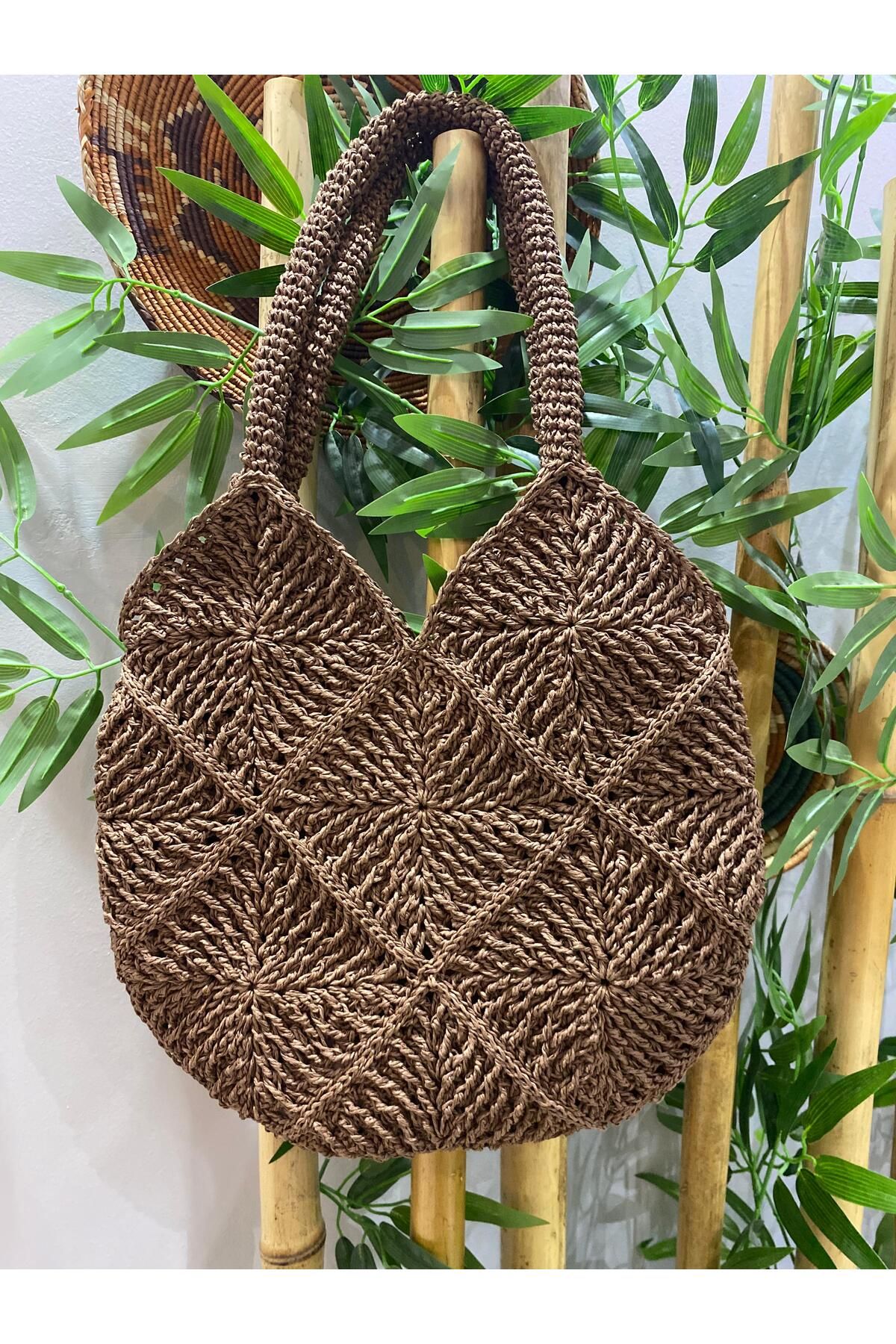 KÜBRA UYAN JEWELRY MOTİFLİ HASIR ÇANTA PLAJ ÇANTASI 12 MOTİFLİ HASIR KADIN ÇANTA