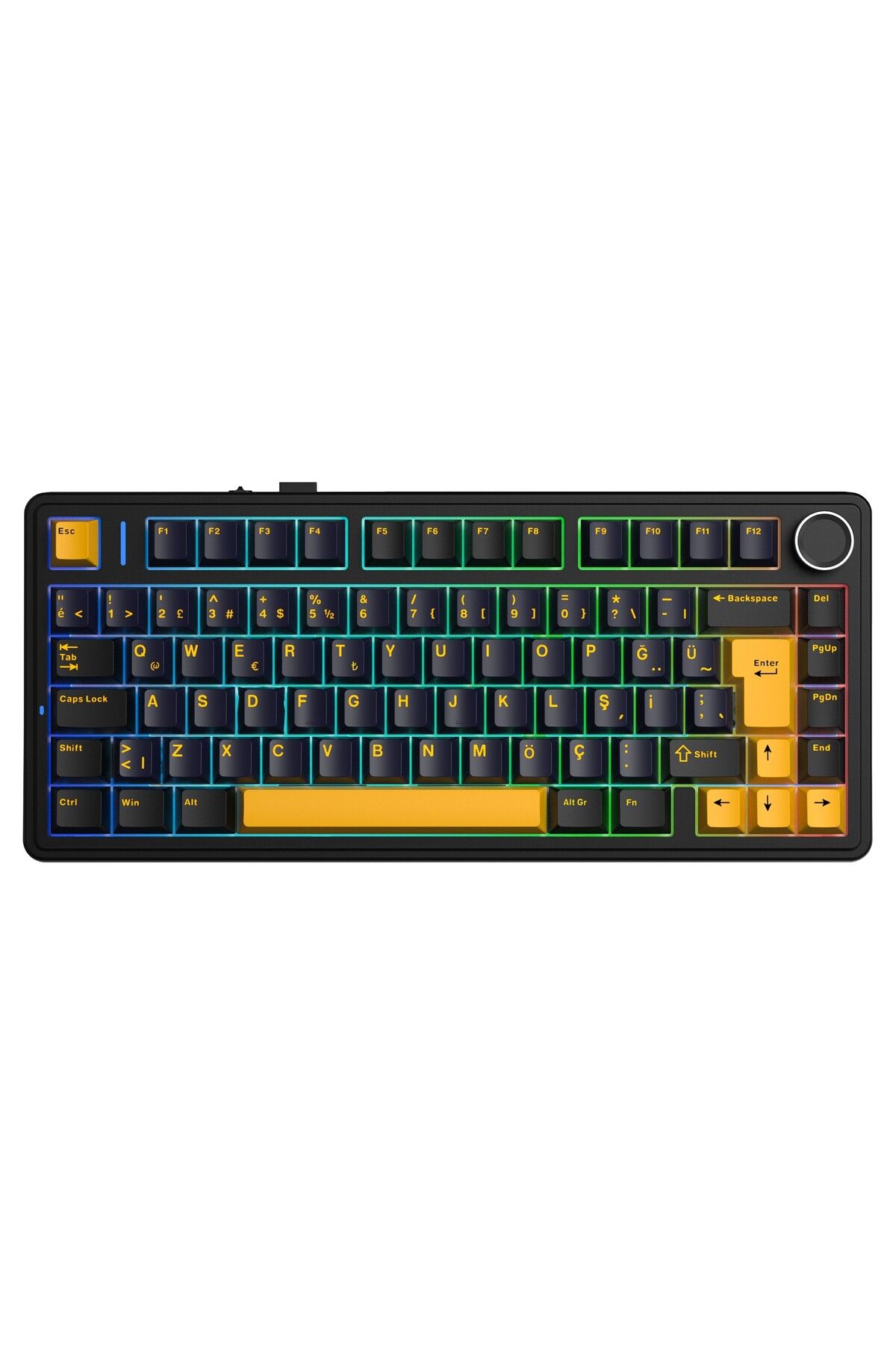 Aula F75 Mekanik RGB TKL GrayWood V4 Switch Kablosuz Makrolu Hot Swap Türkçe Q Klavye Siyah