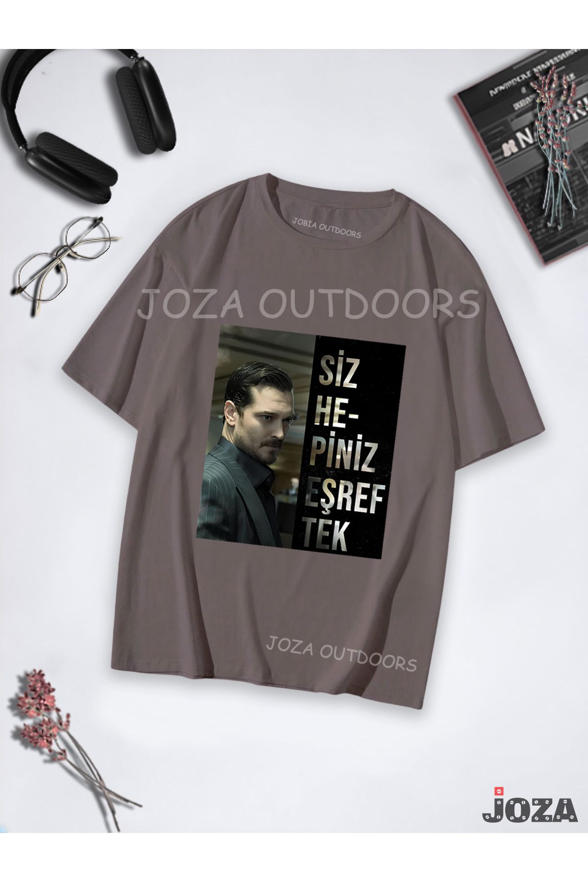 Joza Outdoors Kadın Erkek Unisex Eşref Rüya 'Eşref Tek' Tasarım Baskılı Oversize Bol Kesim Tekli Renkli T-shirt