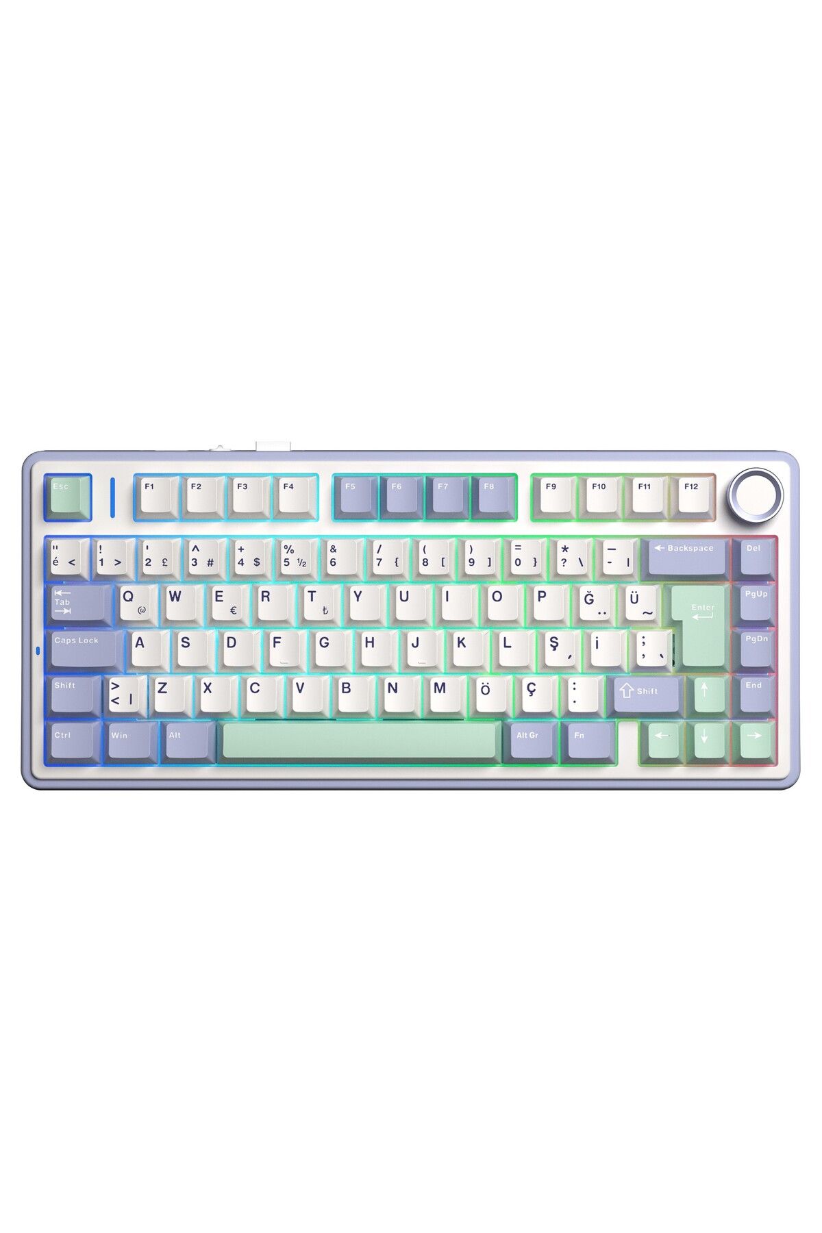 Aula F75 Mekanik RGB TKL GrayWood V4 Switch Kablosuz Makrolu Hot Swap Türkçe Q Klavye Pastel