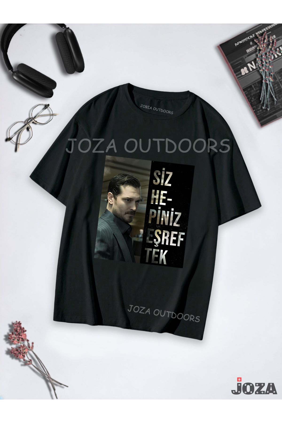 Joza Outdoors Kadın Erkek Unisex Eşref Rüya 'Eşref Tek' Tasarım Baskılı Oversize Bol Kesim Tekli Renkli T-shirt