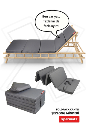 XPERMATE Katlanır Şezlong Minderi Fermuarlı Çantalı Cepli FoldPack 30x60x35 c...