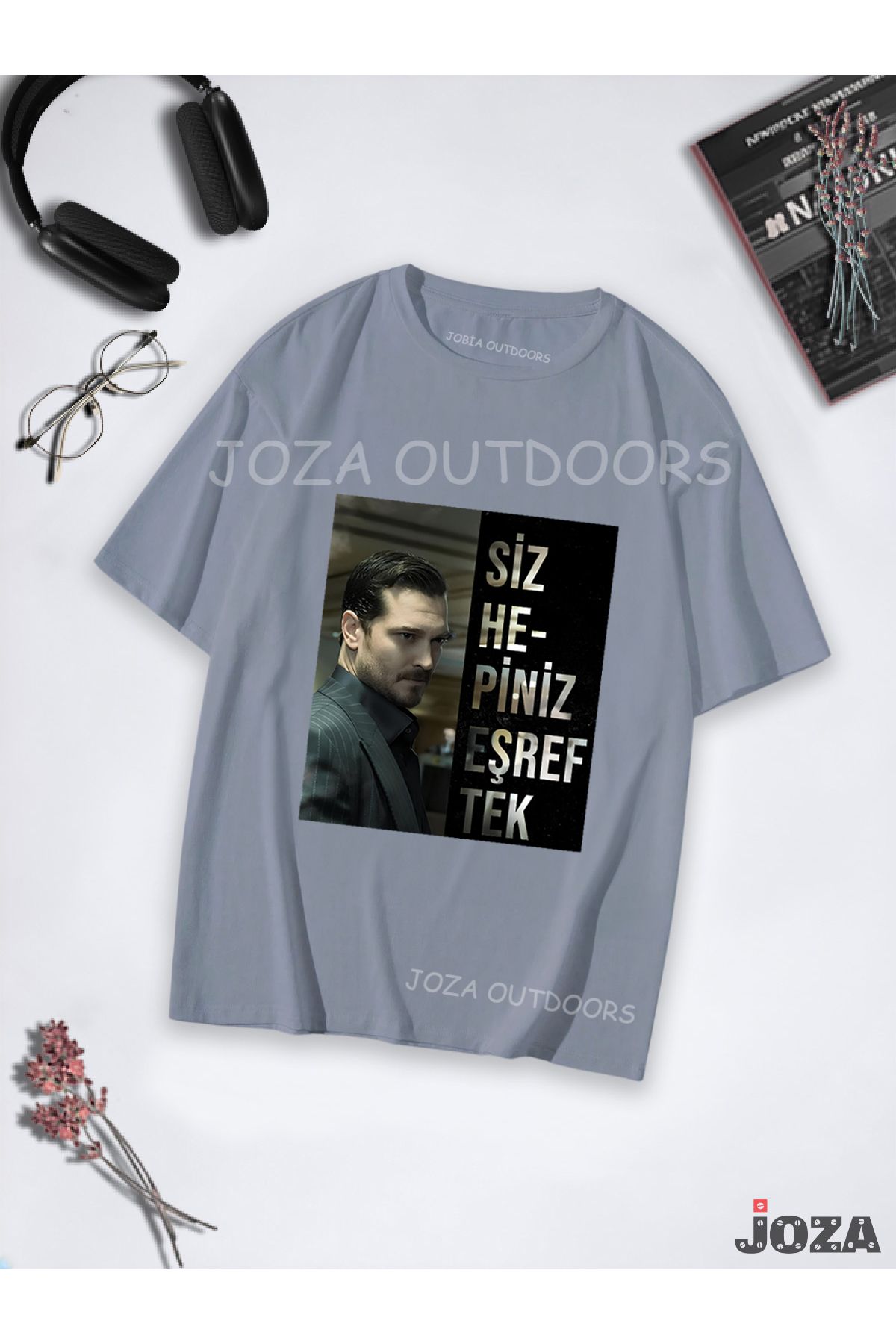 Joza Outdoors Kadın Erkek Unisex Eşref Rüya 'Eşref Tek' Tasarım Baskılı Oversize Bol Kesim Tekli Renkli T-shirt