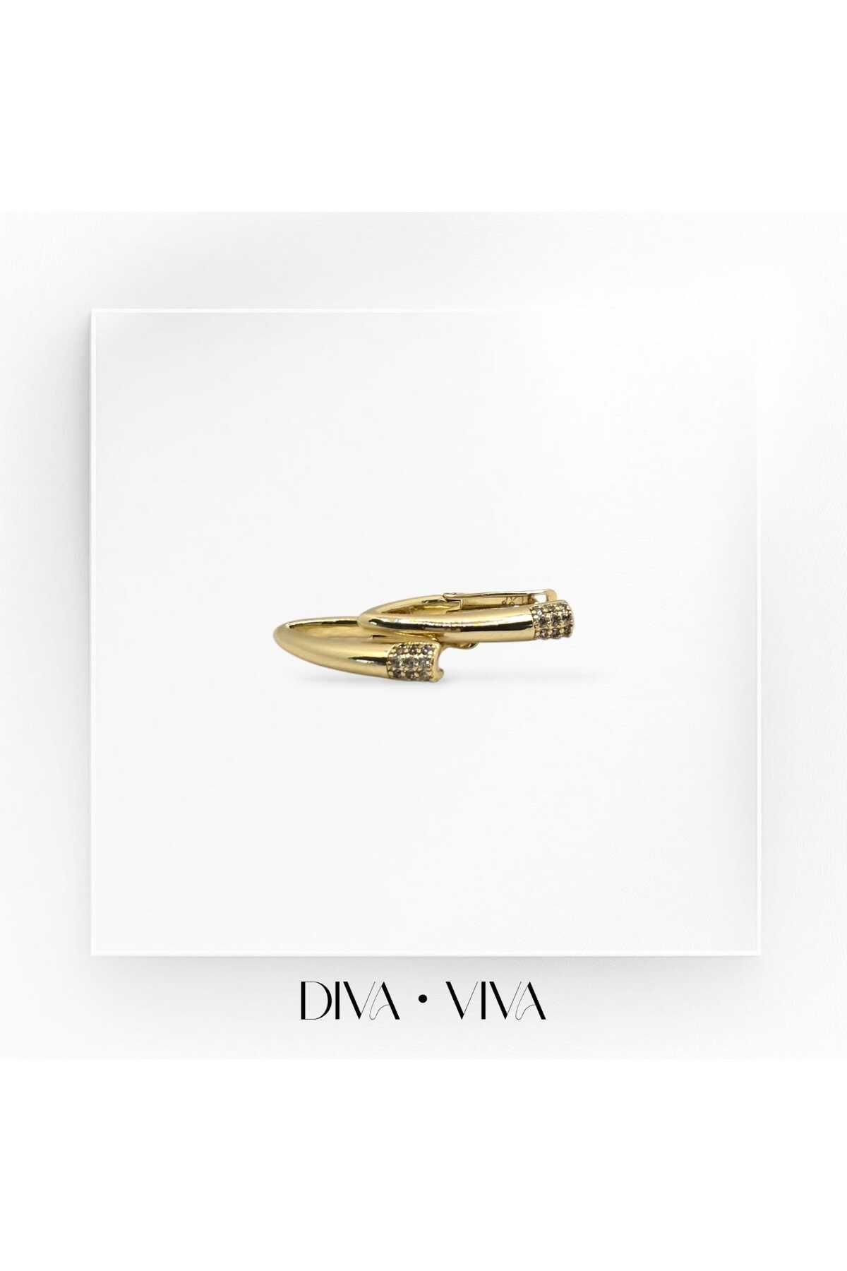 DivaViva Diva Viva - VIP 14K Taş Detaylı Kadın Ladessa Küpe