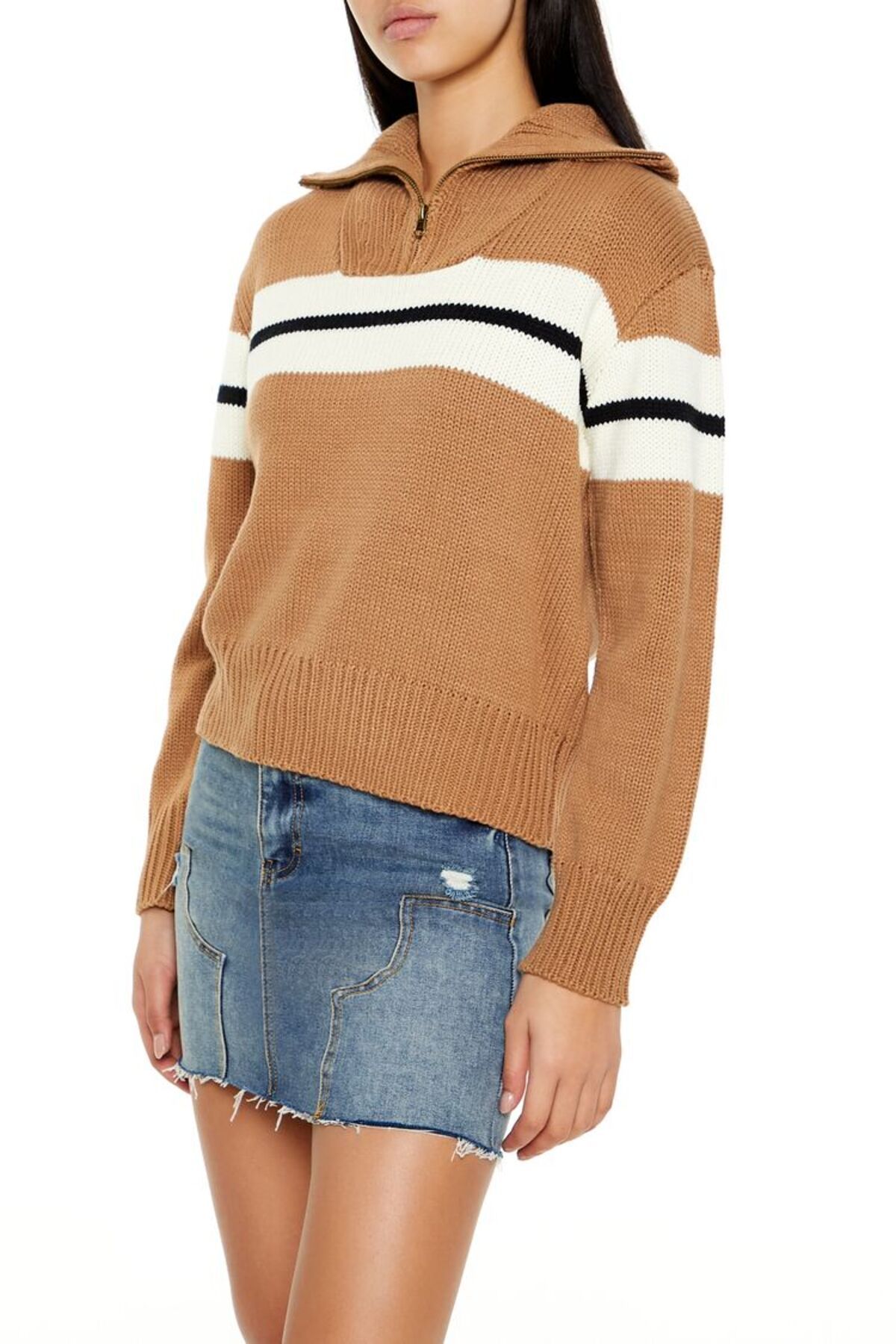 Forever 21 Çizgili Yarım Yaka Kazak