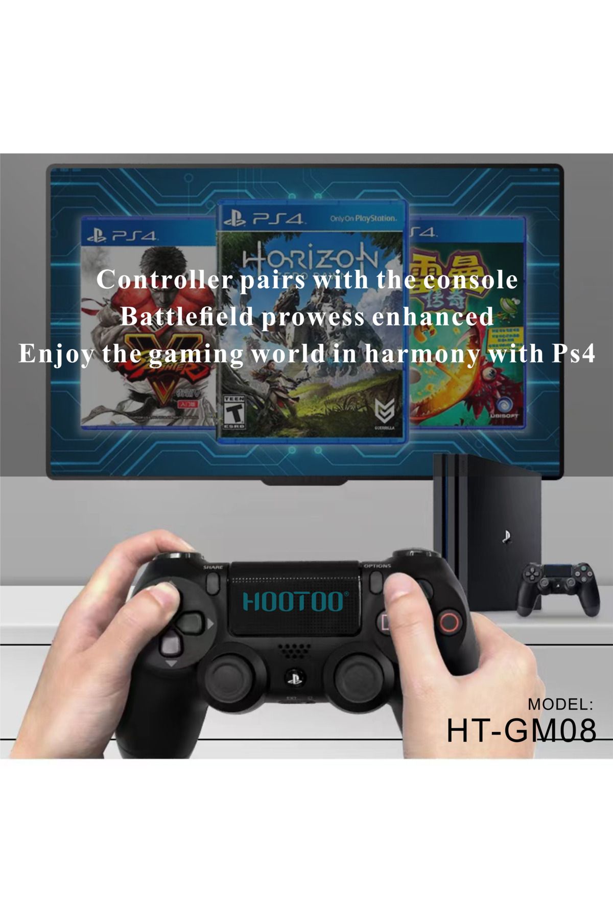 MOOGMAX-HOTO PlayStation 4 Controller - Wireless with Built-in Battery, Microphone, and Headphone Jack, Compatible with Phones via Bluetooth 3