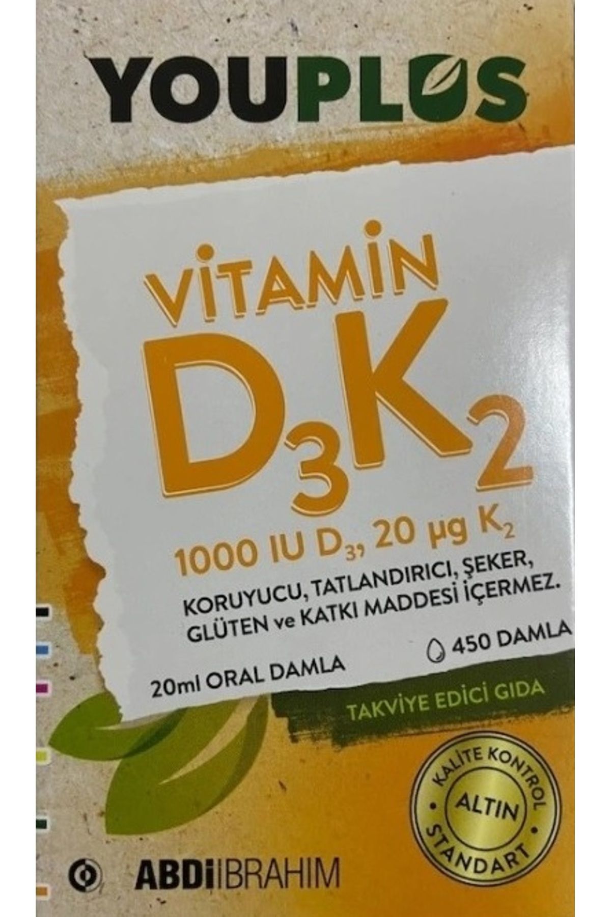 ABDİİBRAHİM Youplus Vitamin D3K2 1000 IU 20 ML Oral Damla