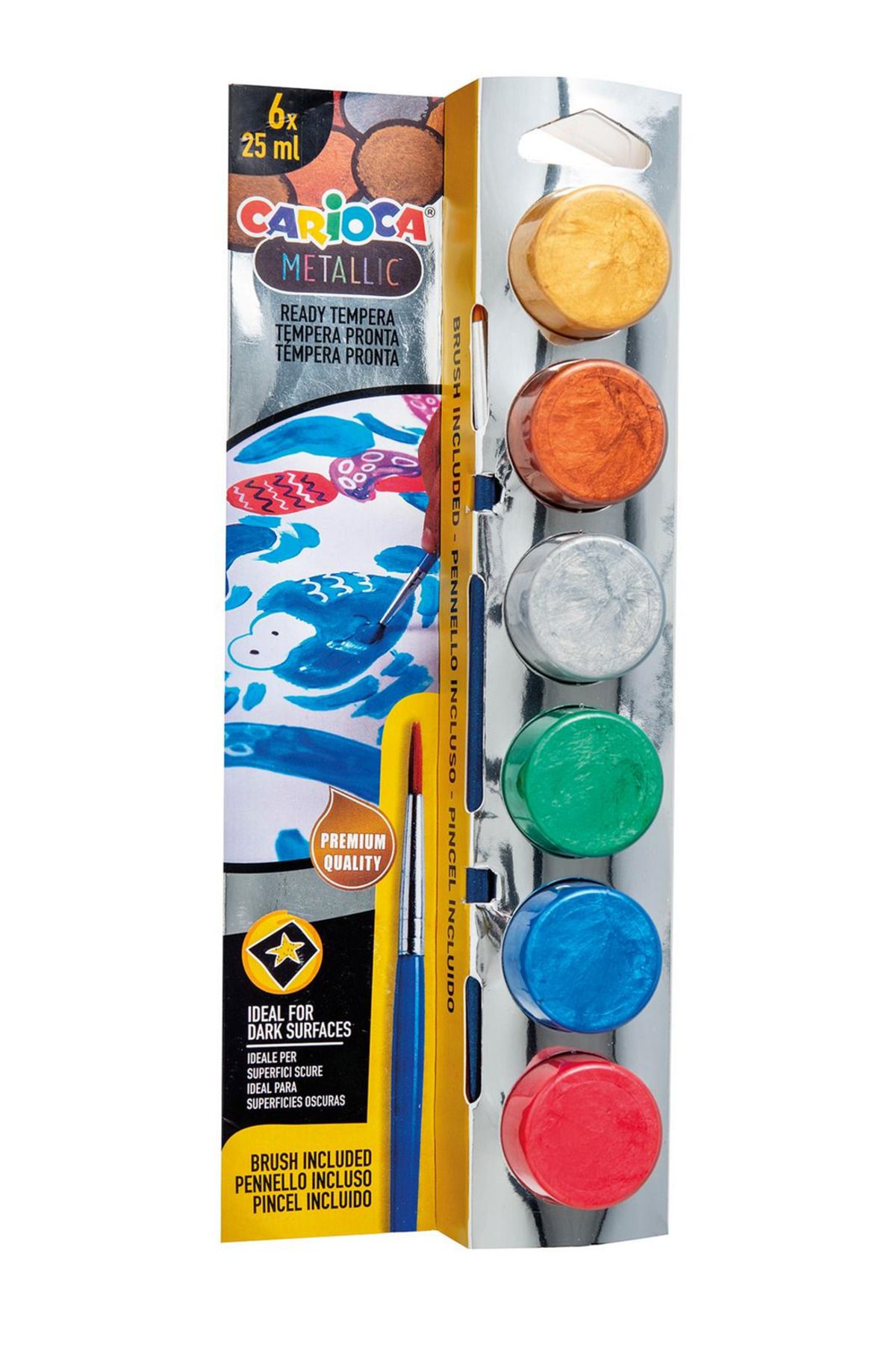 CARIOCA Tempera Fırçalı Sulu Boya Yıkanabilir 6x25 Ml