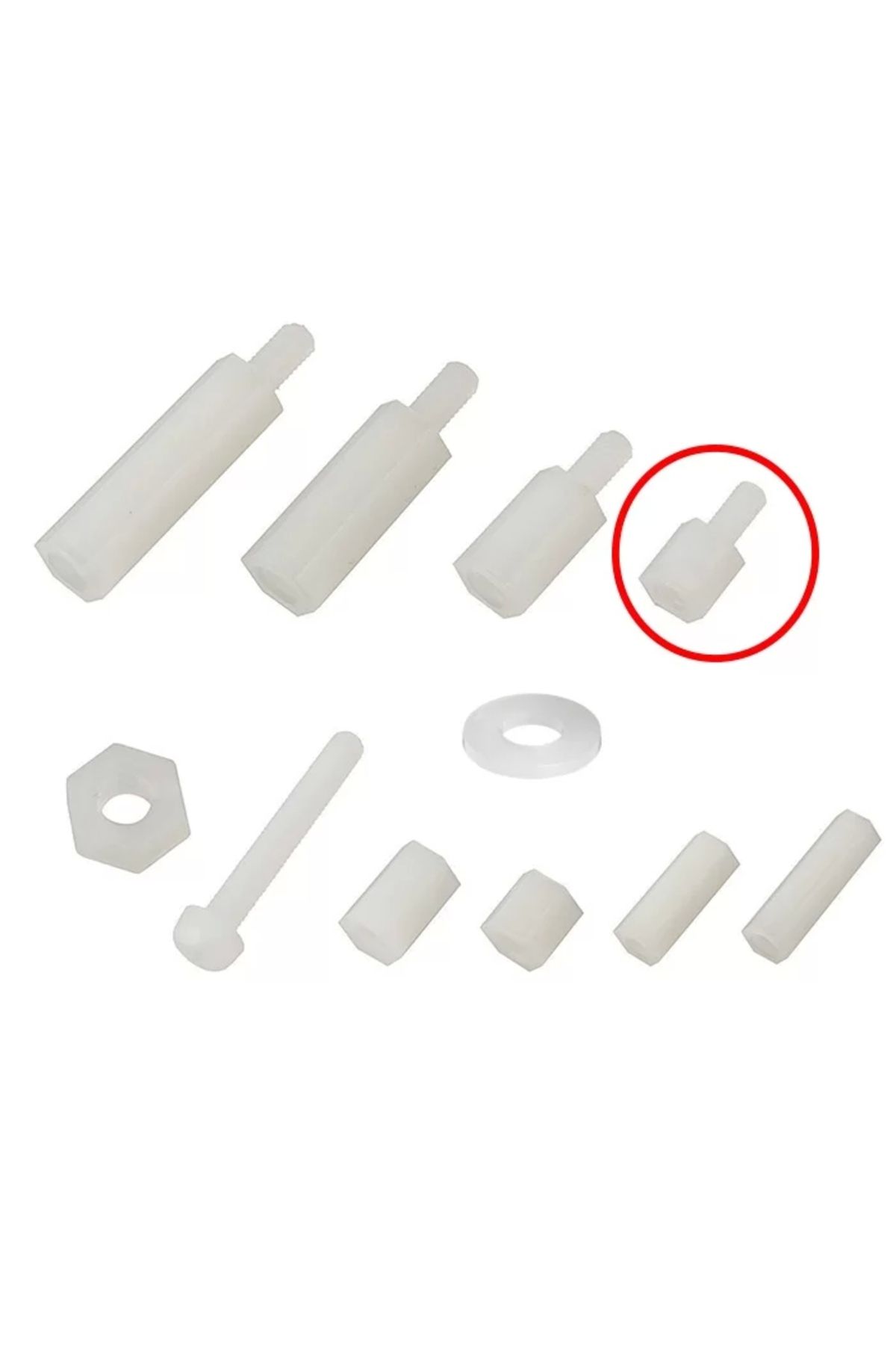 TIEE M3 x 15mm Plastik Aralayıcı Distans (BEYAZ) Dişi - Erkek M3*15+6mm