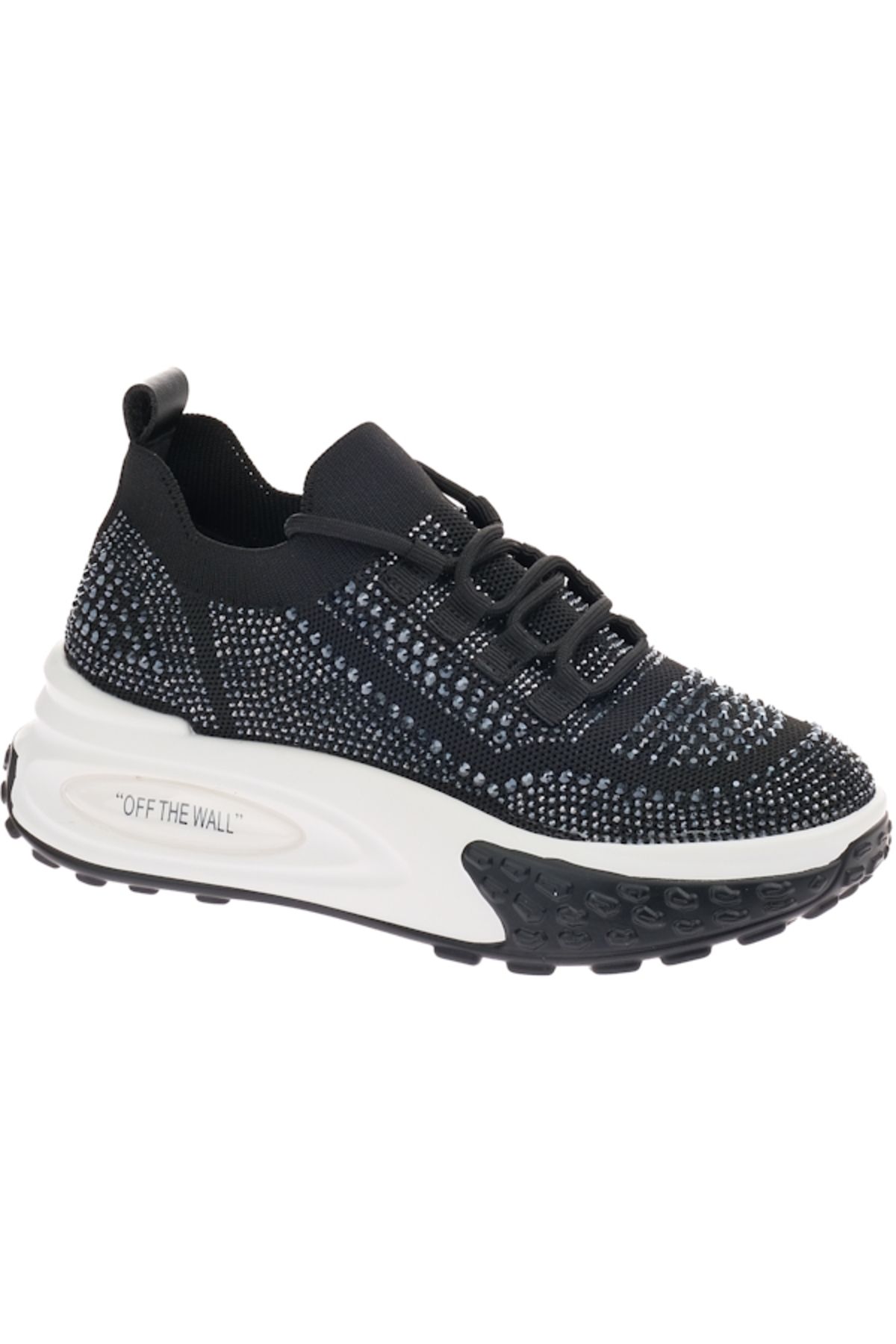 Voyager V25YA-B029 Siyah Triko Taşlı Kadın Sneaker Ayakkabı