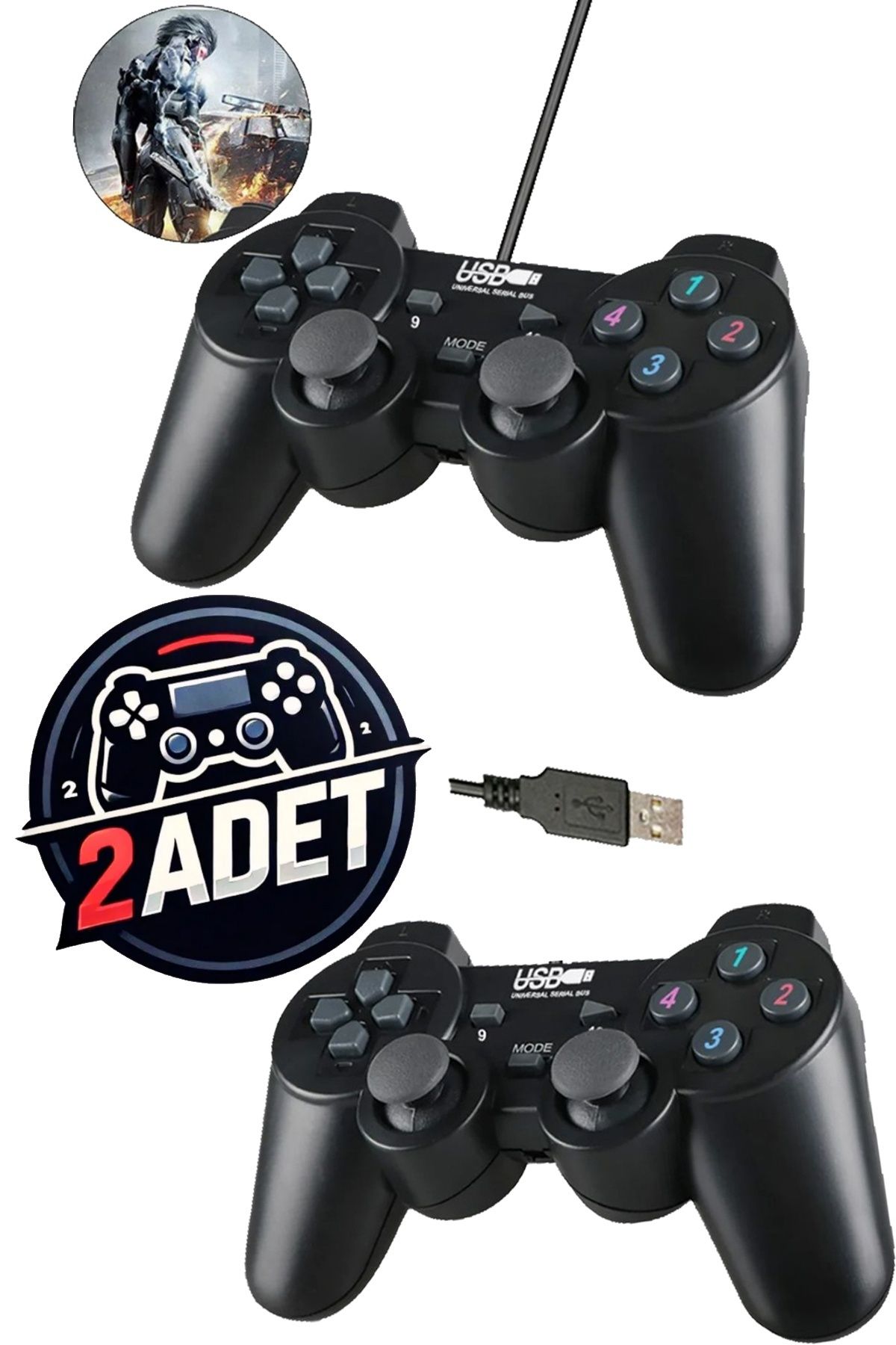 jetucuzal PL-2596 X2 İkili Usb Kablolu Joystick Gamepad Oyun Kolu Pc Tv Bilgisayar Laptop Uyumlu