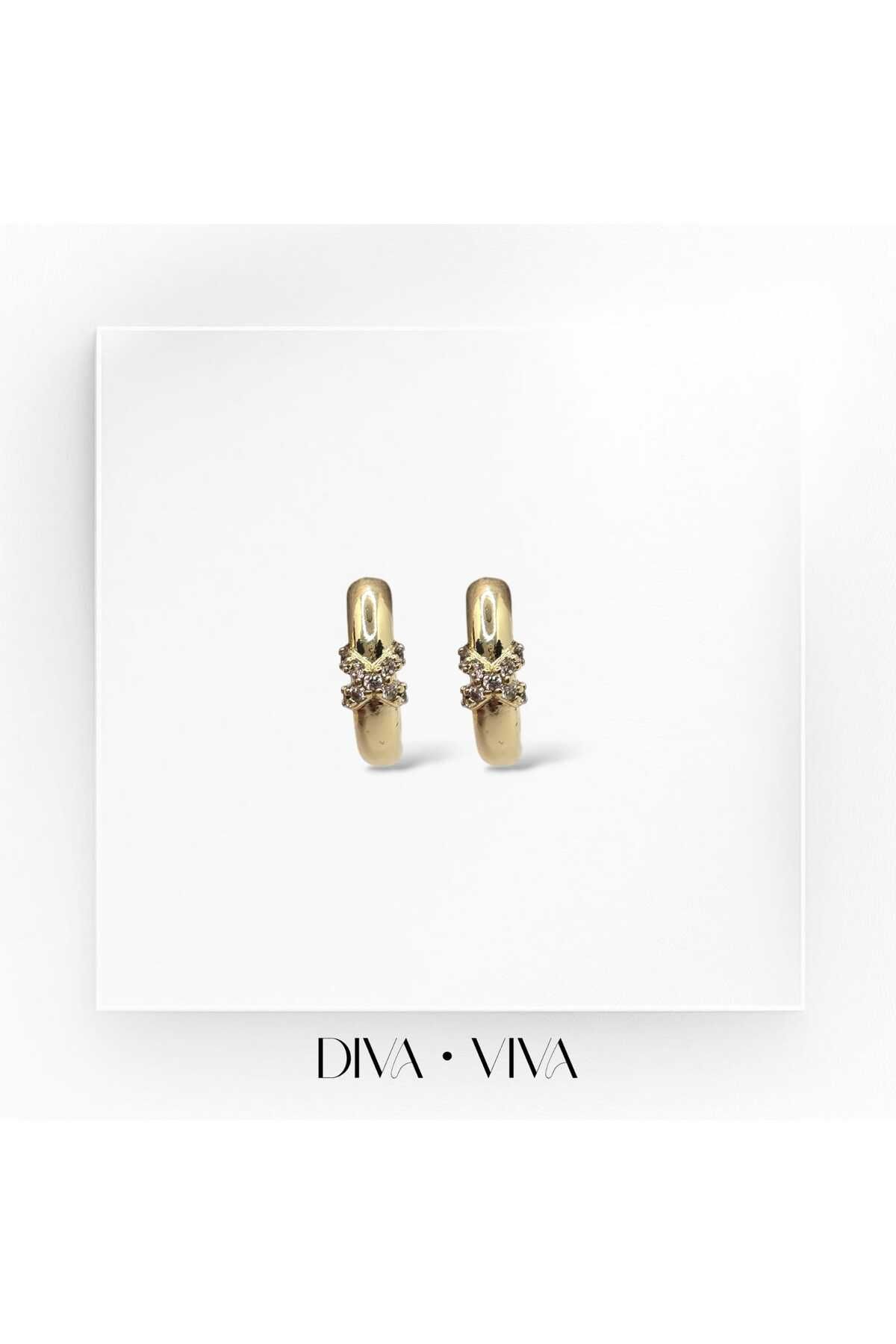 DivaViva Diva Viva - VIP 14K X Tasarım Halka Kadın Küpe