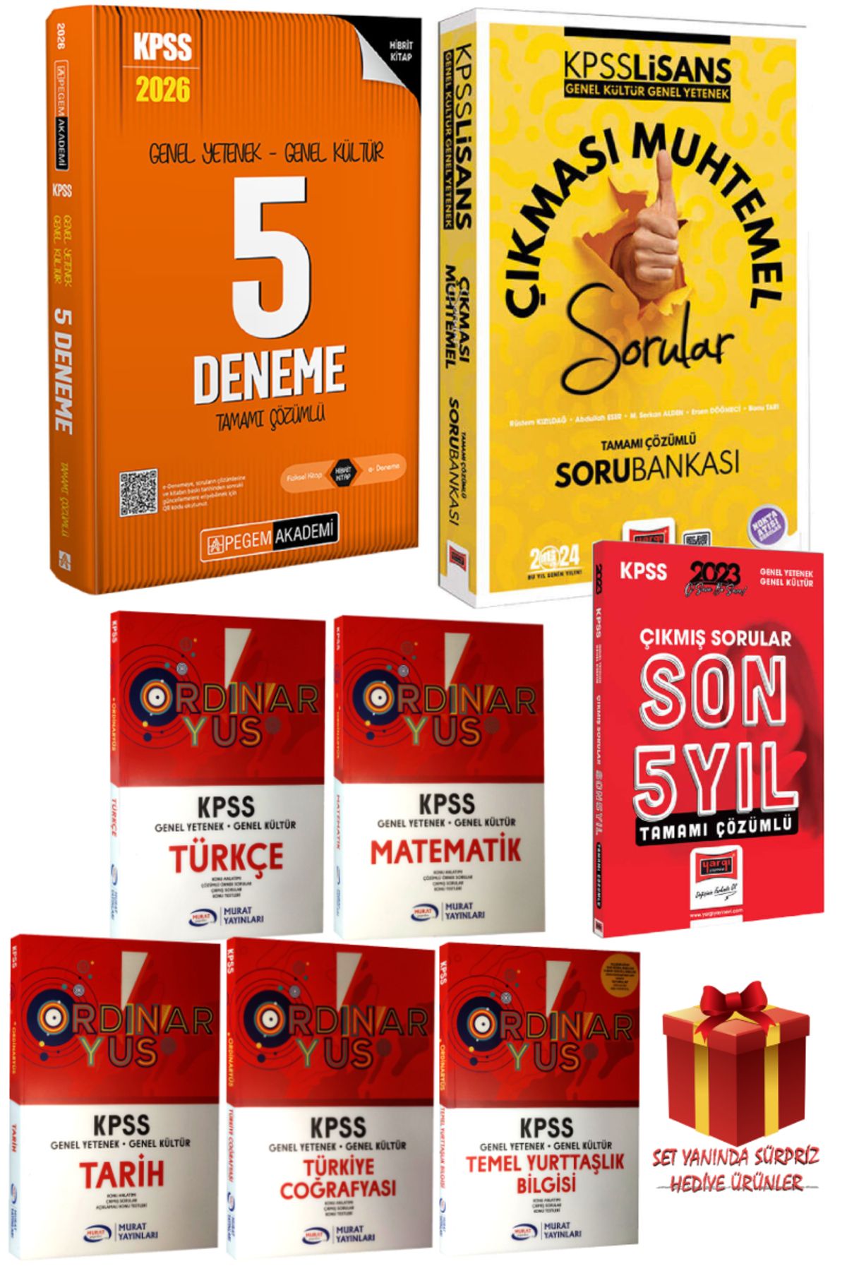 Pegem Akademi Yayıncılık 2026 Pegem KPSS 5 Deneme+Yargı GYGK Çıkması Muhtemel Sorular+GYGK Konu Anlatım Seti+Çıkmış Soru