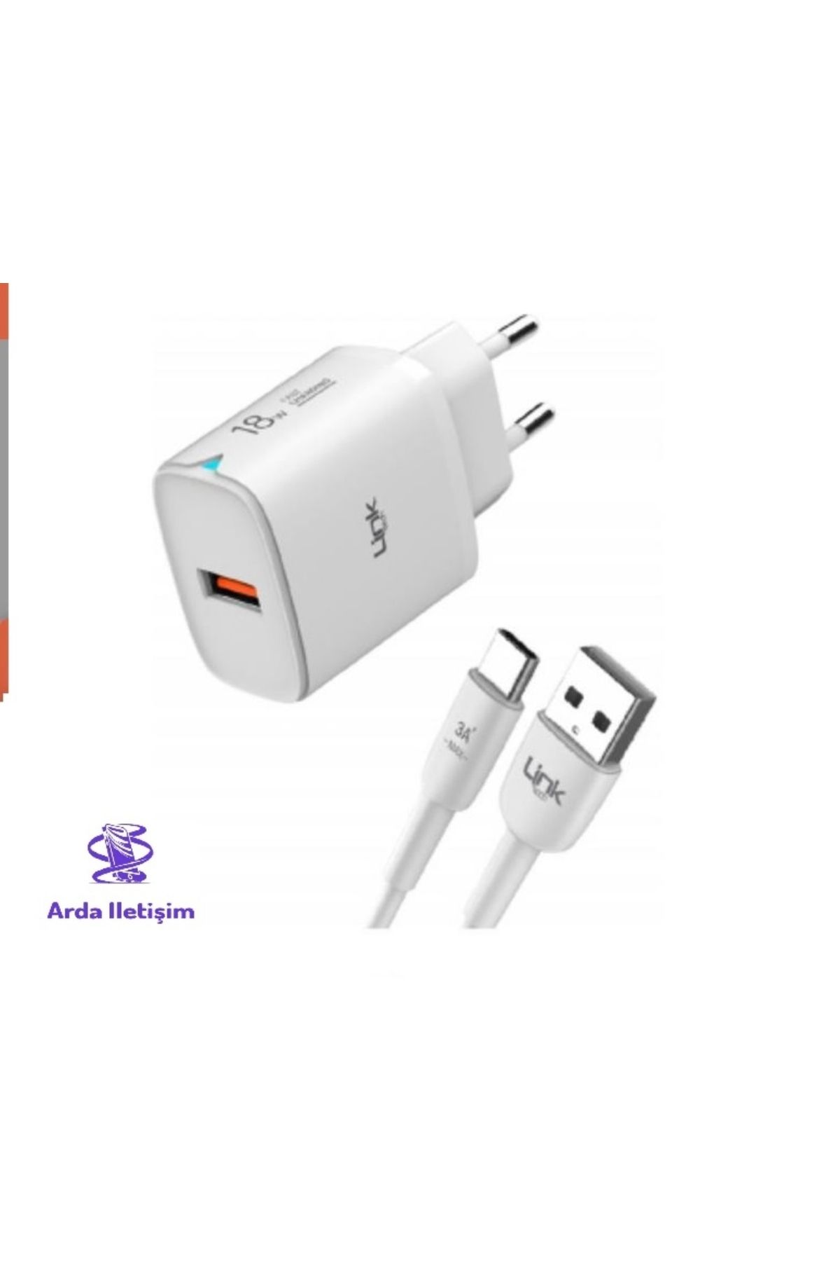 ARDA İLETİŞİM Linktech C303 18w Auto Id Type-c Kablolu Şarj Aleti Set