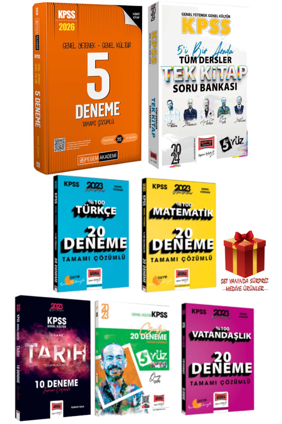 Pegem Akademi Yayıncılık 2026 Pegem KPSS 5 Deneme+Yargı GYGK Soru Bankası+Deneme Seti+Hediye