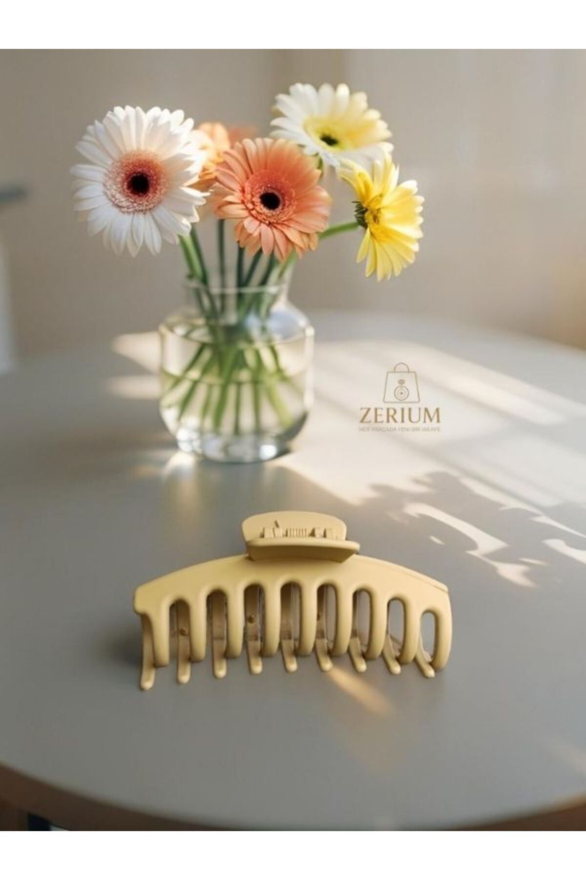 ZERİUM Tarak Formlu Şık Mat Mandal Toka - Trend Kadın Saç Aksesuarı (11cm)