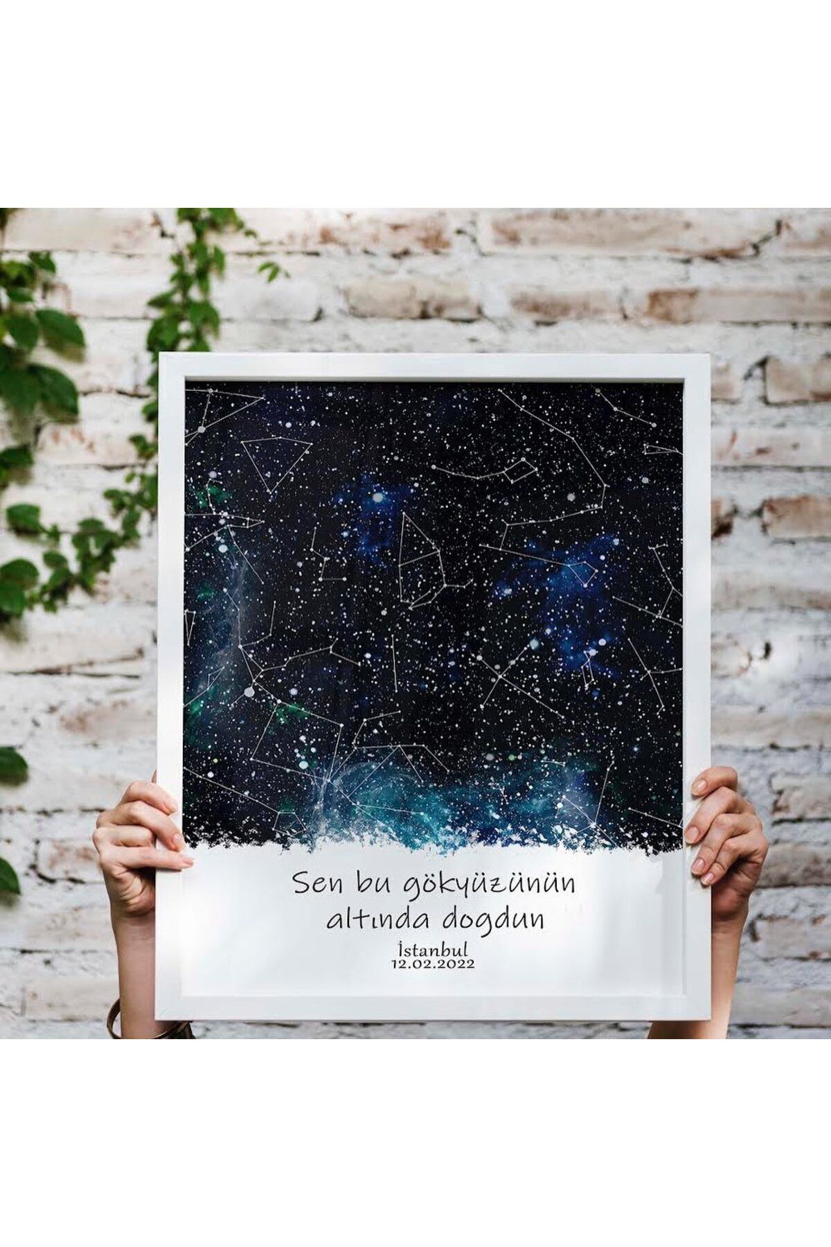 ÇELİKLER HEDİYE Kişiye Özel Yıldız Haritası, Gökyüzü Galaksi Tasarımlı Çerçeve,sevgiliye hediye,doğum günü hediyesi,