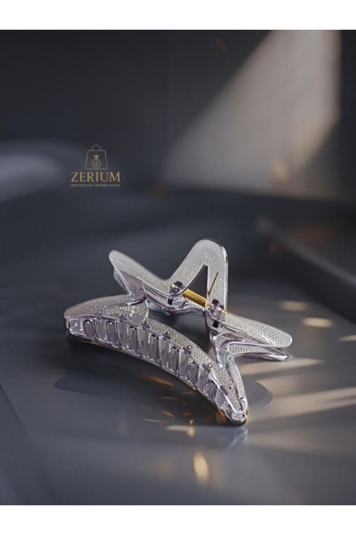 ZERİUM Yıldız Desenli Mandal Toka – Şeffaf ve Canlı Renkli Kadın Toka (11Cm)