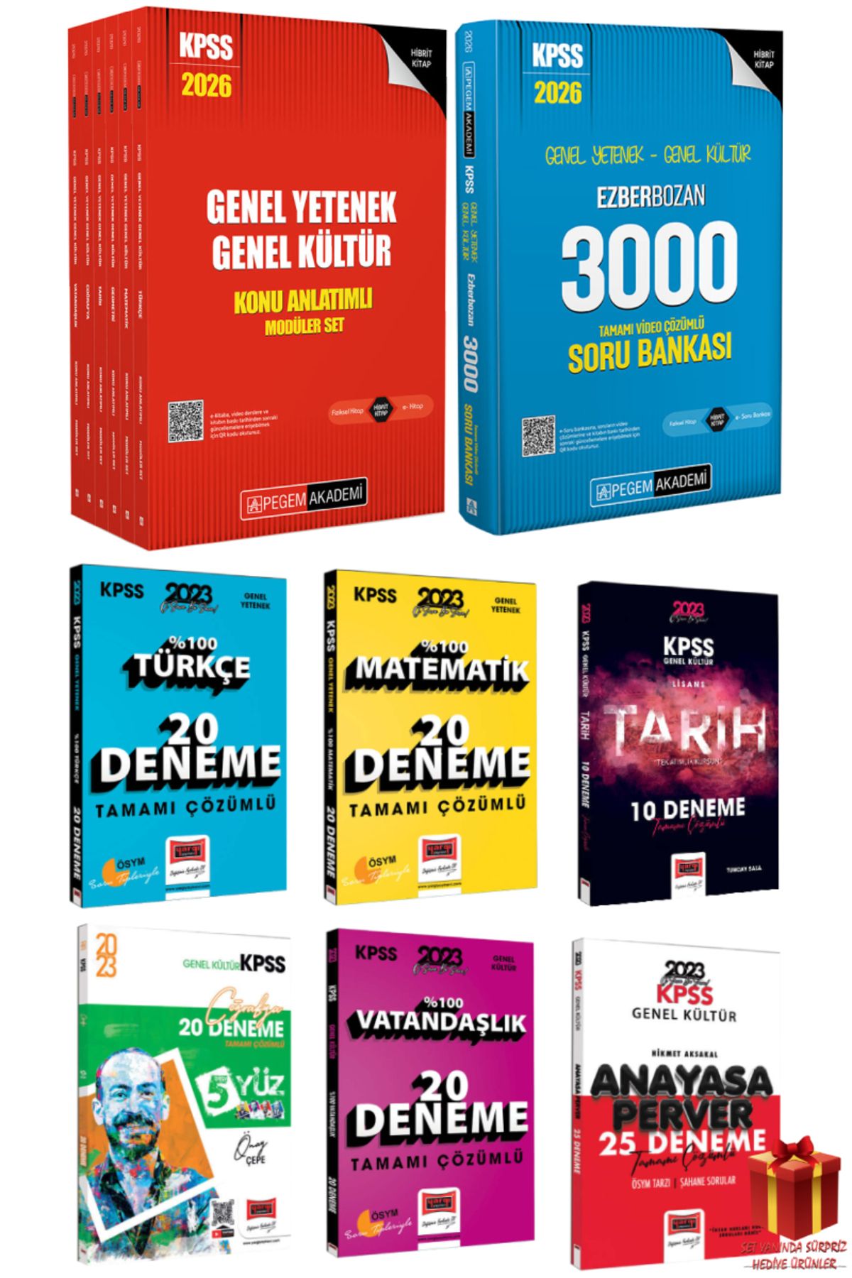 Pegem Akademi Yayıncılık 2026 Pegem KPSS GYGK Konu Anlatım Seti+Ezberbozan 3000 Soru Bankası+GYGK Deneme Seti+Hediye
