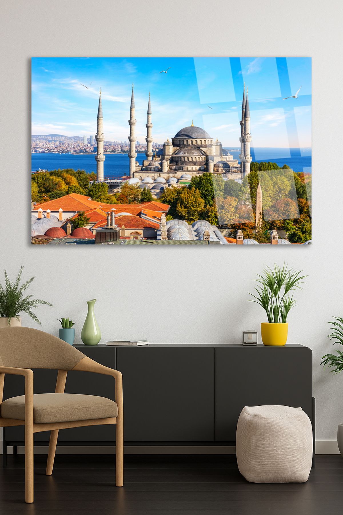 TAULART Sultan Ahmet Camii Manzarası Tablosu Kırılmaz Cam Tablo Modern Tablo Ev Hediyesi Tablo