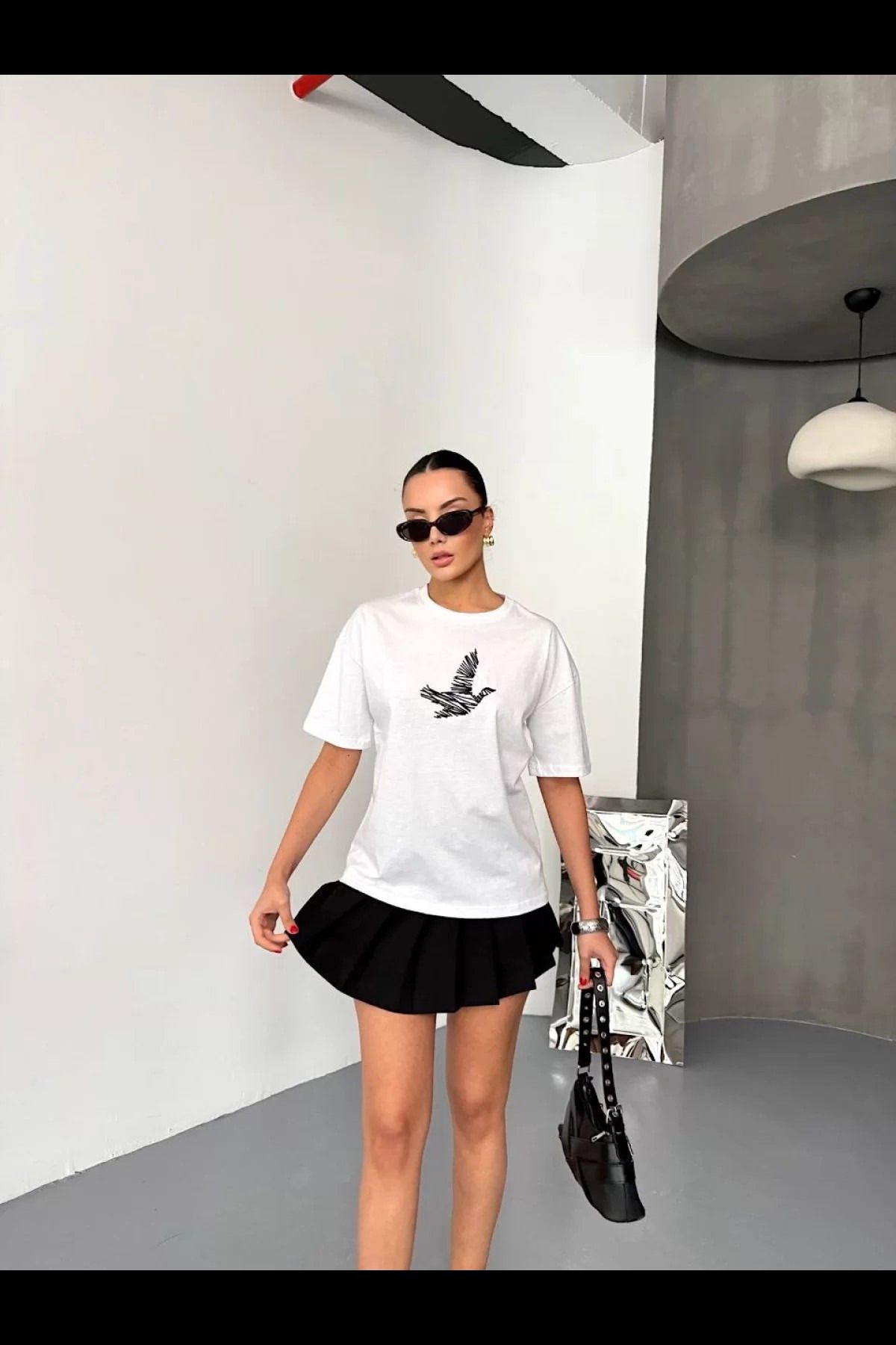 cakır and moniva Kısa Kol Baskılı T-shirt