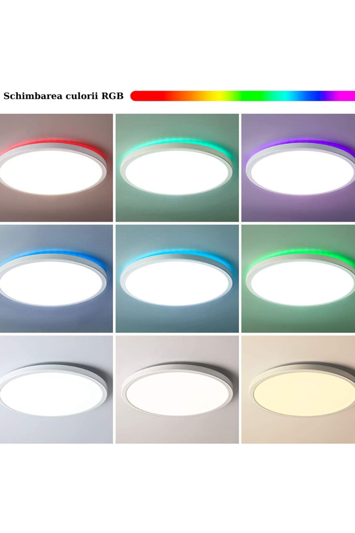 MaGeCa-Intelligent LED Ceiling Light, RGB 24w, Adjustable Temperature and Light Intensity, Remote Control 6