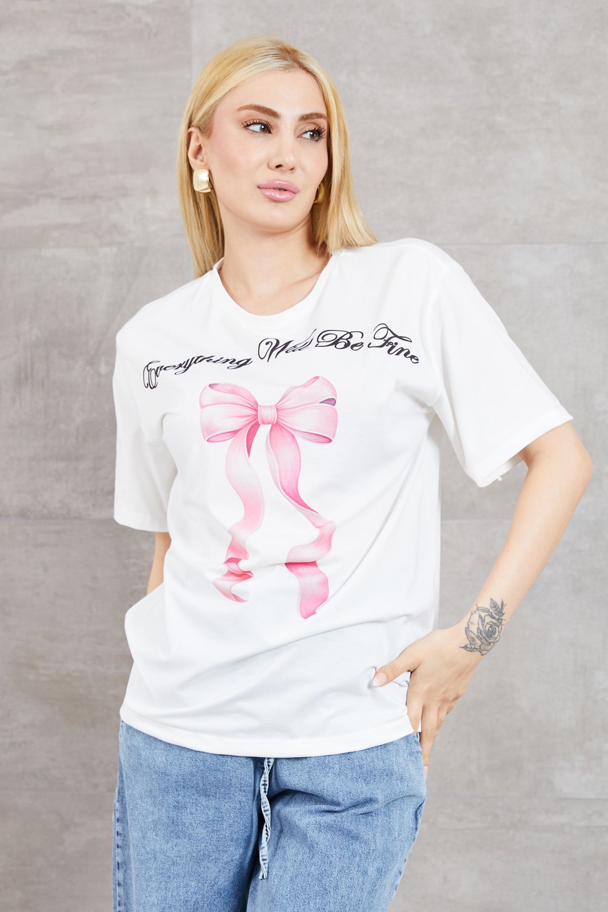 İkonzybutik Fiyonk baskılı tişört