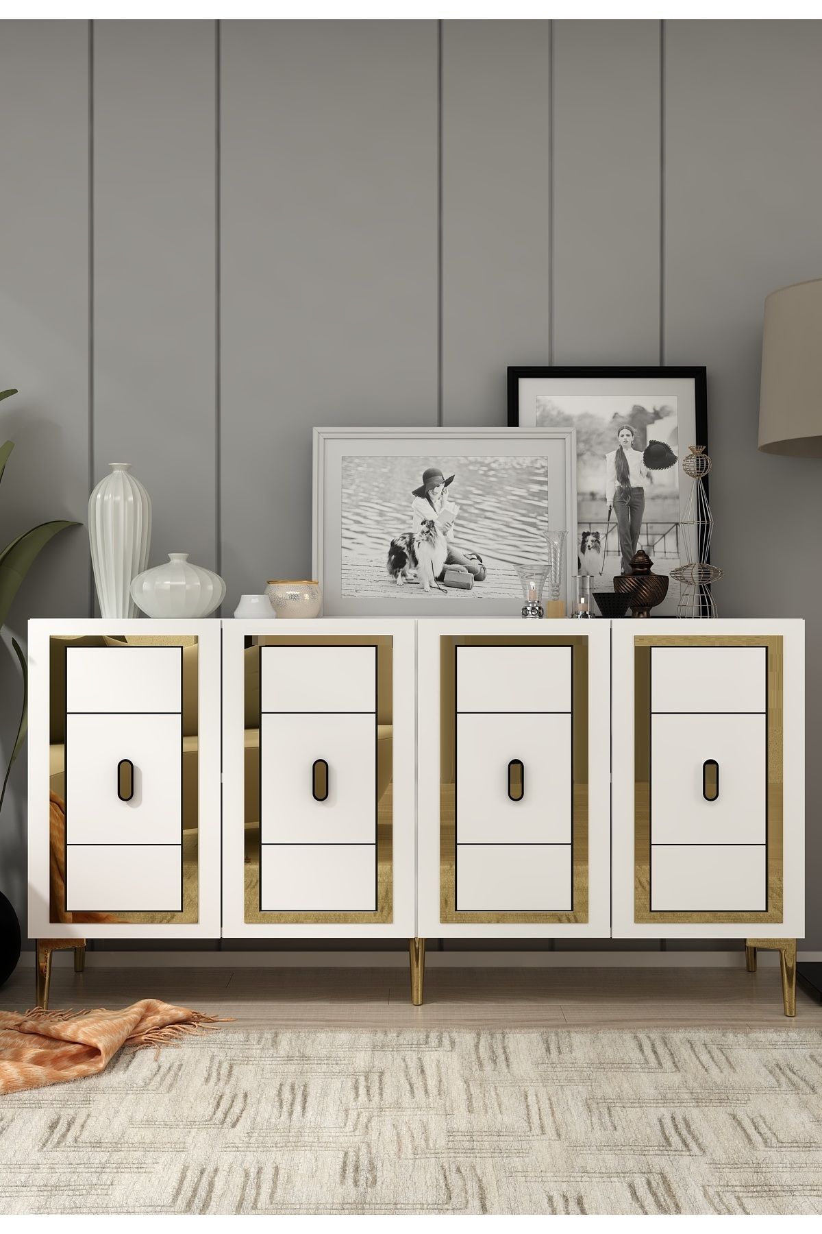 DemonteHome ORİONDH (KB150) KONSOL BEYAZ-ALTIN
