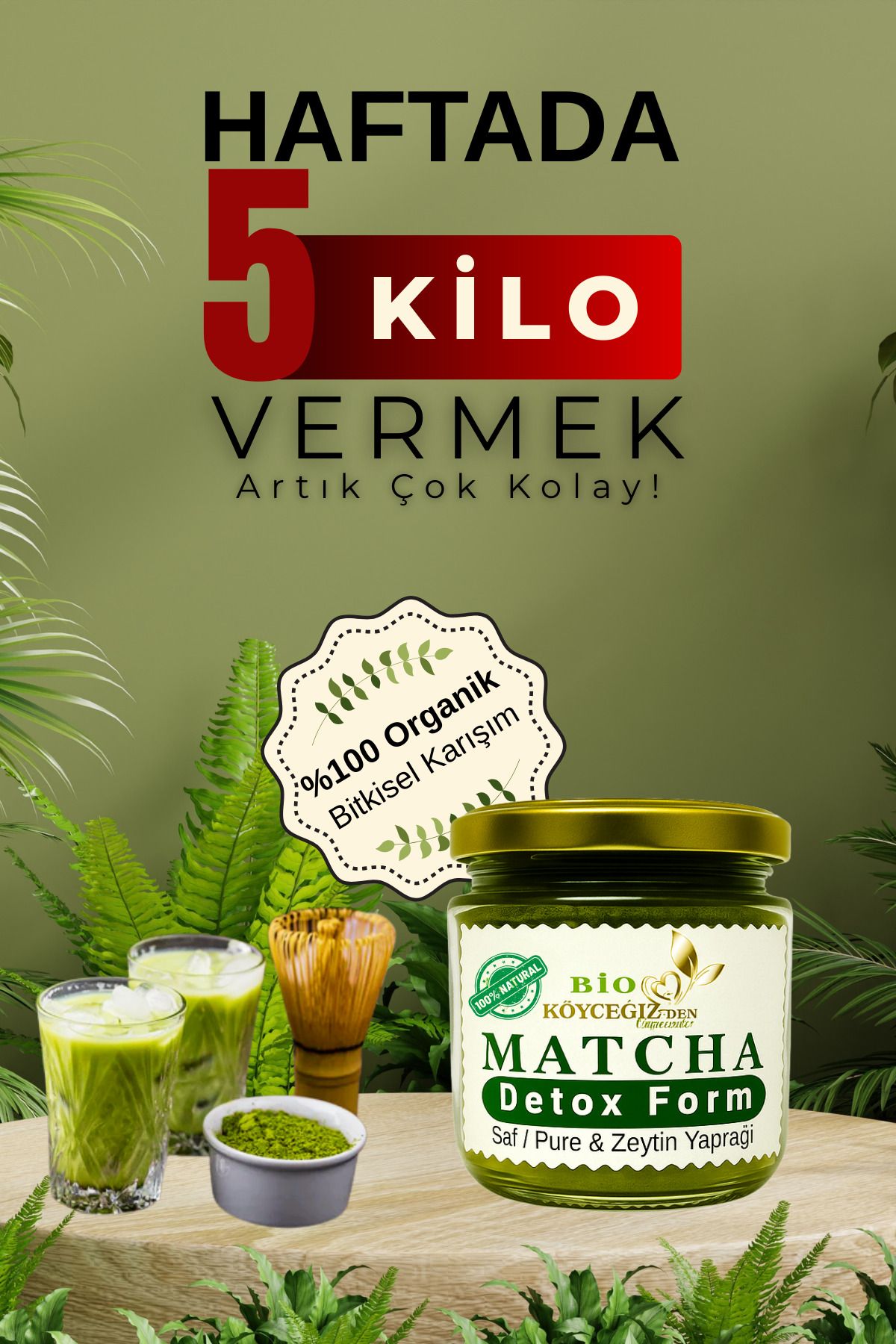 BİO KÖYCEĞİZDEN SOFRANIZA %100 Doğal Matcha & Zeytin Yaprağı Karışımı | Detox Form - Kıloverme Ve Zayiflamaya Yardımcı