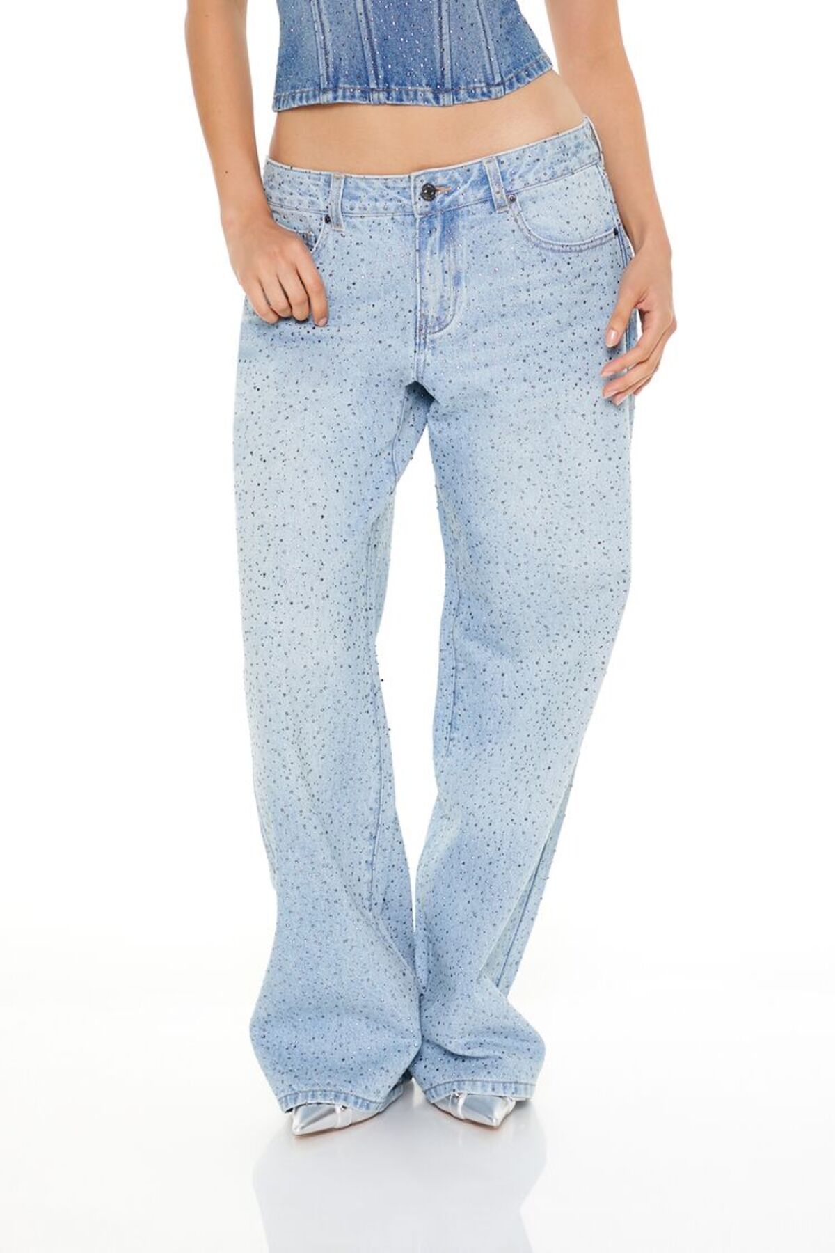 Forever 21 Taşlı Baggy Jean Pantolon