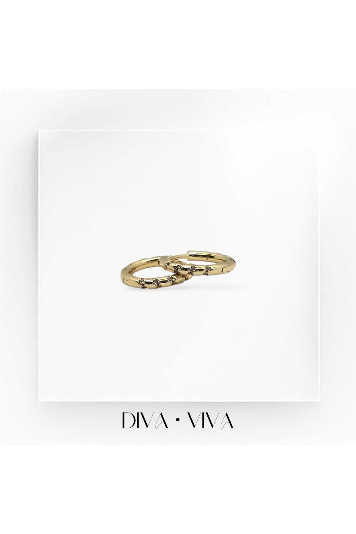 DivaViva Diva Viva - VIP 14K Taşlı Sarmal Halka Kadın Twistra Küpe