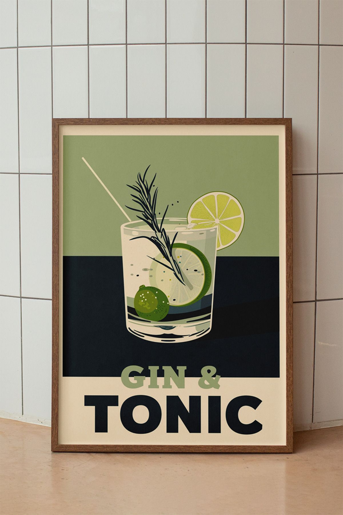 baselith Gin Tonic Kokteyl Tarifi Posteri - Renkli Modern İçecek Mutfak Duvar Dekoru - Çerçevesiz Baskı