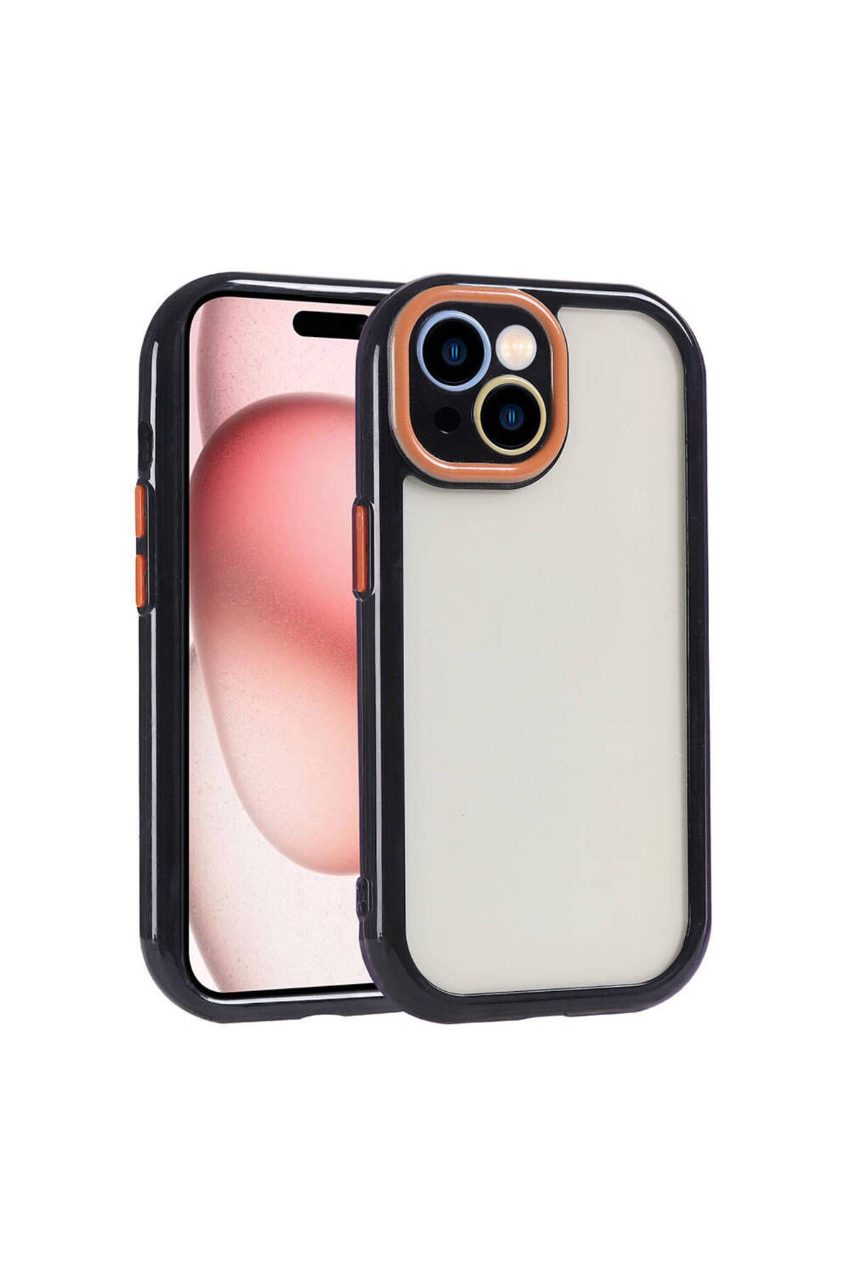 System Com iPhone 15 Kılıf Kamera Korumalı Renkli Kenar ve Çerçeve Tasarımlı SYS Vitamin Kapak-Siyah