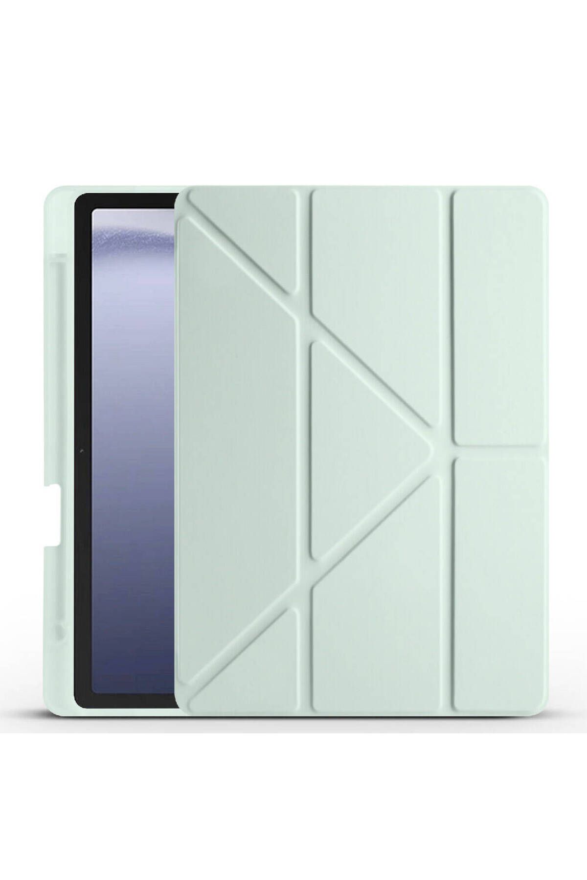System Com Galaxy Tab A9 Kılıf Uyumlu SYS Tri Folding Kalem Bölmeli Standlı Kılıf-Yeşil