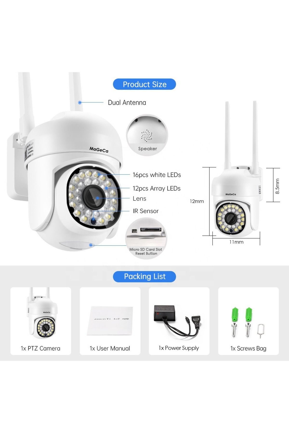 MaGeCa-Wifi ® Surveillance Camera, Night Vision, Rotation, Two-Way Communication 10
