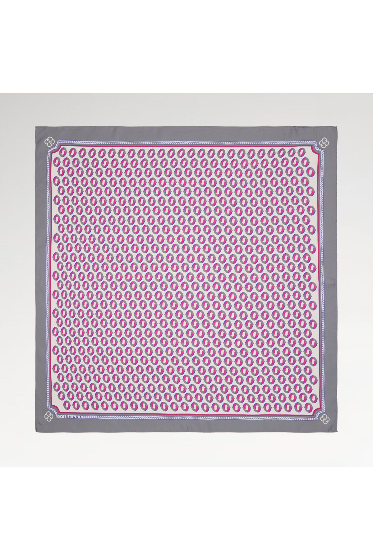 Vismara Pembe Modern Geometrik Desenli Twill İpek Eşarp
