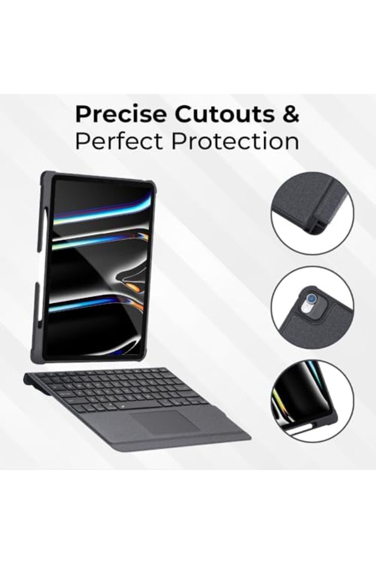 Glassology-جهاز iPad Pro مقاس 12.9 بوصة (2018–2021) Folio، ولوحة مفاتيح ولوحة تتبع قابلة للفصل، وثنائي اللغة، مع واقي شاشة. 6