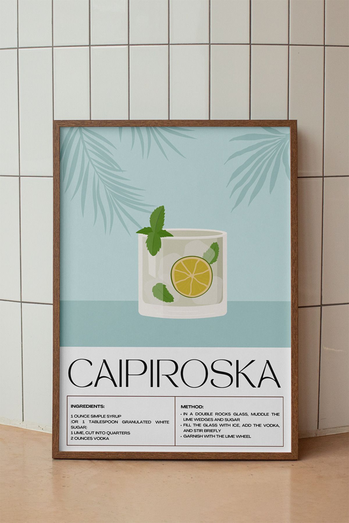 baselith Caipiroska Kokteyl Tarifi Posteri - Renkli Modern İçecek Mutfak Bar Duvar Dekoru - Çerçevesiz Baskı