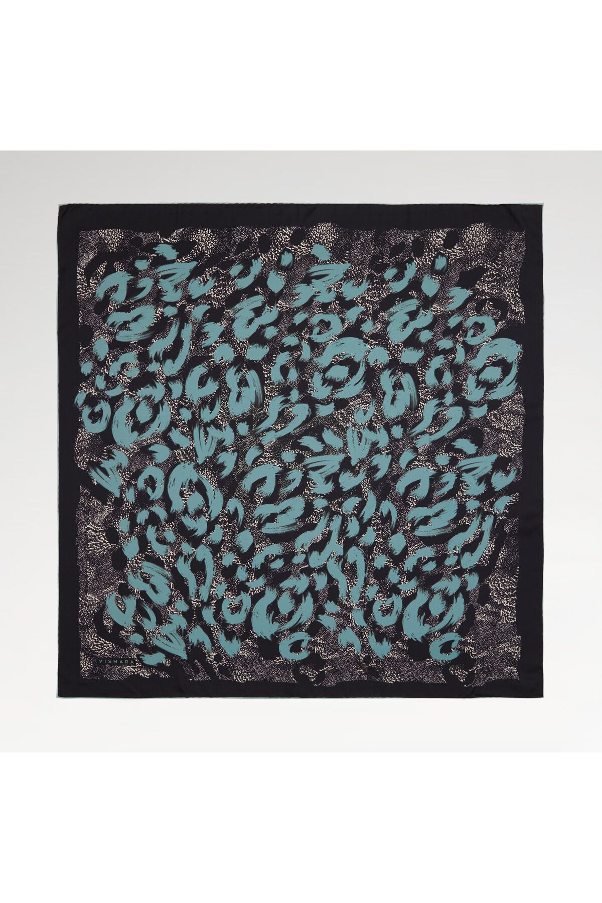 Vismara Gri Leopar Desenli Twill İpek Eşarp
