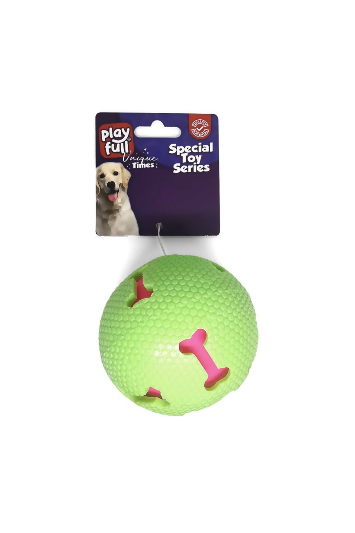 Zayla Işıklı Kemik Desenli Plastik Top Köpek Oyuncağı 7,5 Cm Yeşil