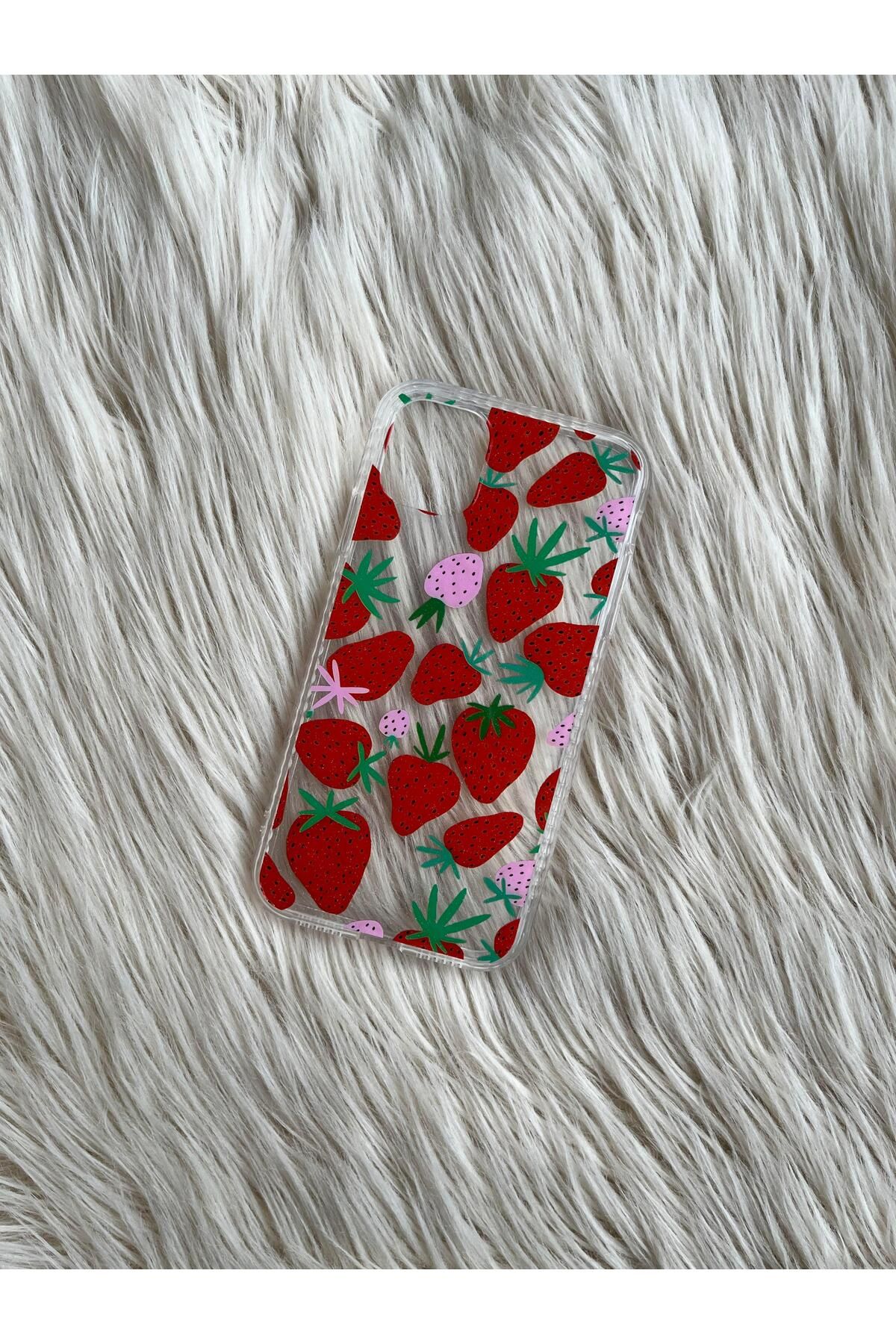 ARTIAKSESUAR IPHONE 11 Uyumlu Simlİ Çilek Desenli Ekstra Kenar Korumalı Kılıf