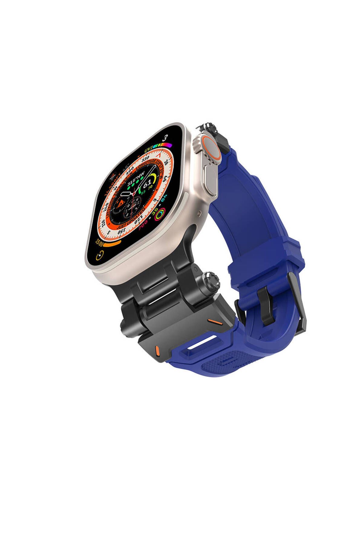 System Com Watch 42mm SYS KRD-108 Metal Başlıklı Silikon Kordon-Siyah-Mavi