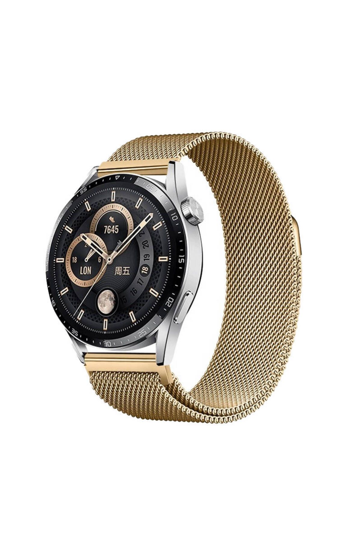 System Com Galaxy Watch Active 2 44mm SYS Band-12 20mm Metal Hasır Kordon-Gold