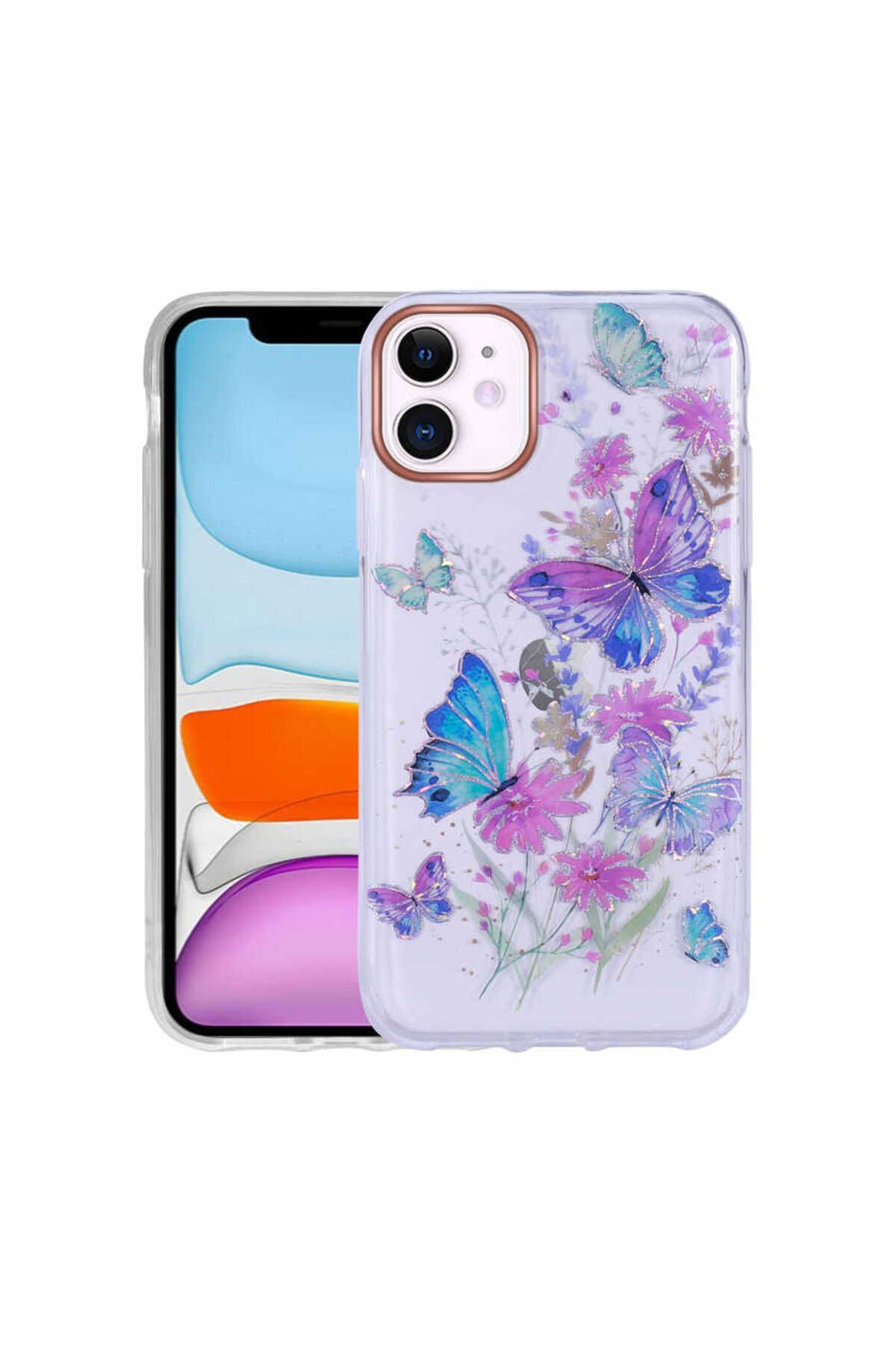System Com iPhone 11 Uyumlu Desenli Simli Sert SYS İnka Kılıf-NO1
