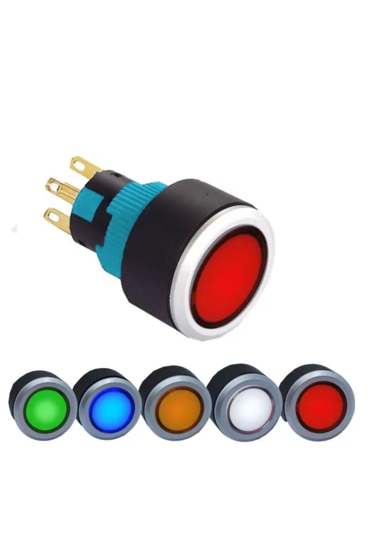 TIEE 16 - 22mm Işıklı Buton NO + NC Yaylı - KIRMIZI